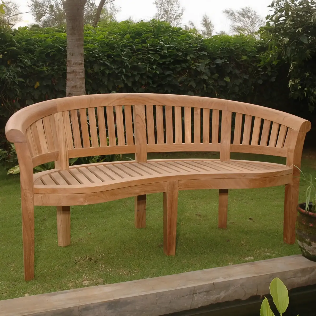 Anderson Teak - Curve 3 Seater Bench Extra Thick Wood - Image 3