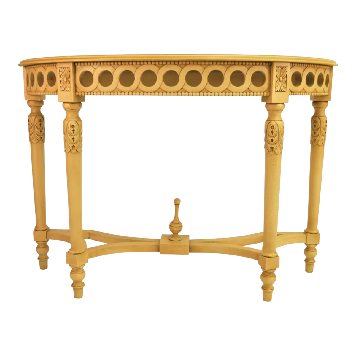 Anderson Teak - Neoclassical Demilune Console w/ Crackle Finish Table Top - Image 1