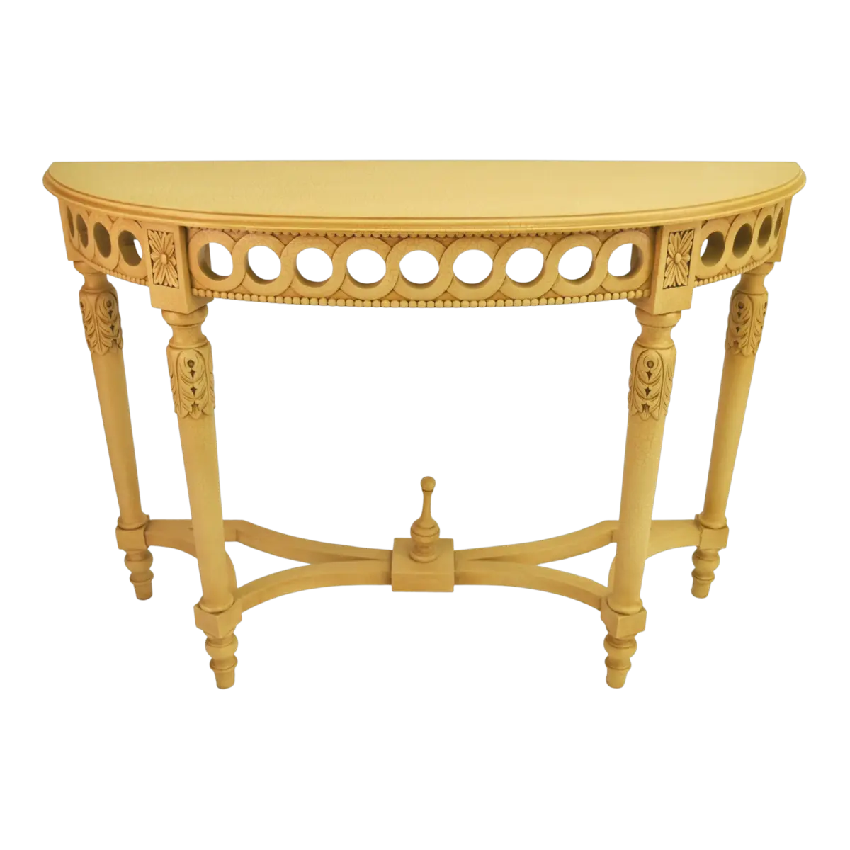 Anderson Teak - Neoclassical Demilune Console w/ Crackle Finish Table Top - Image 2