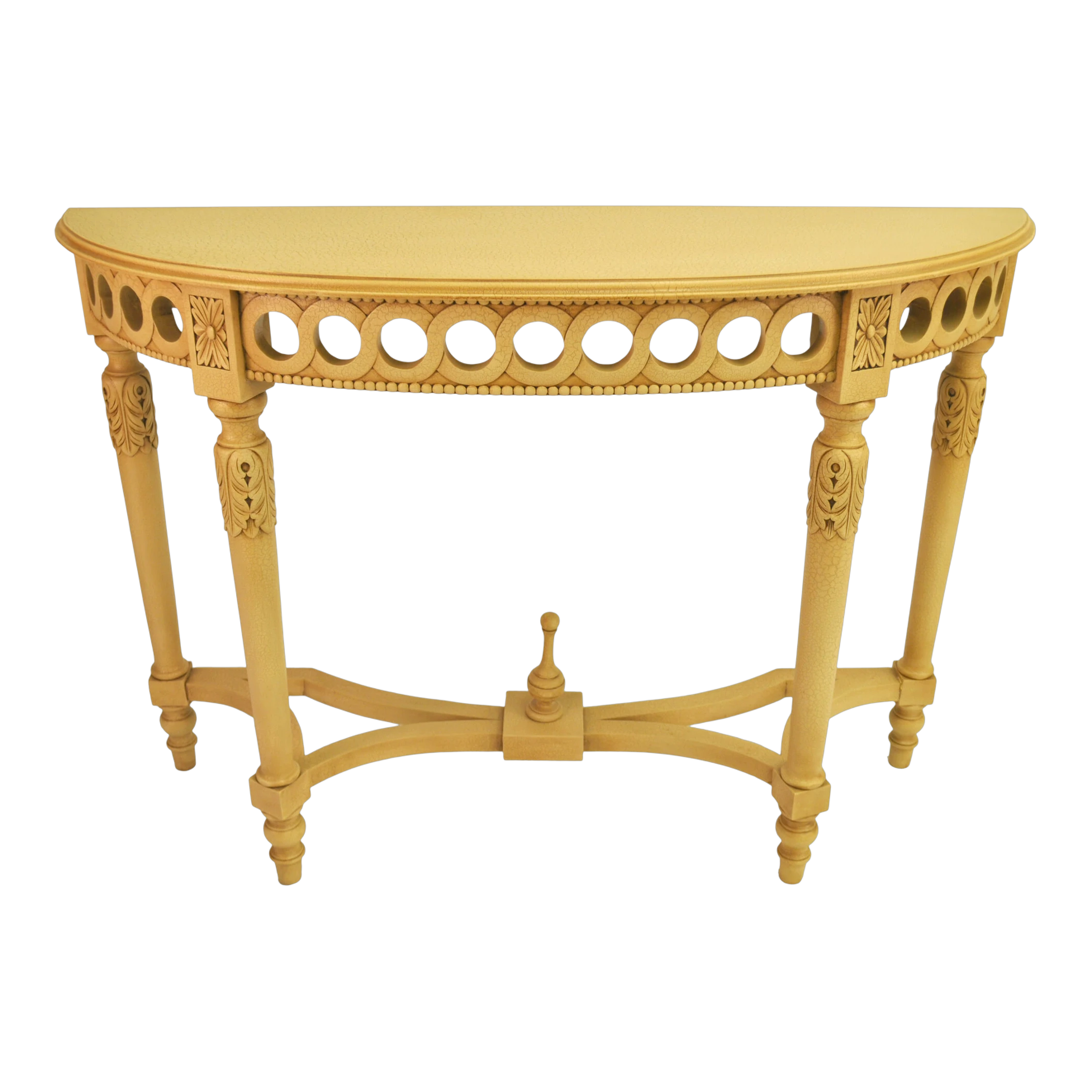 HT-101C.2 Anderson Teak - Neoclassical Demilune Console w/ Crackle Finish Table Top - Image 2