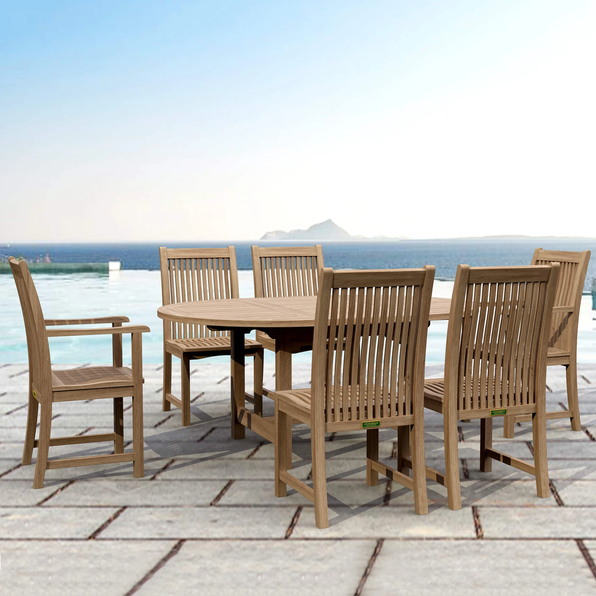 SET-07_panoramic.01 Anderson Teak - Bahama Chicago 7-Pieces Dining Chair C - Image 1