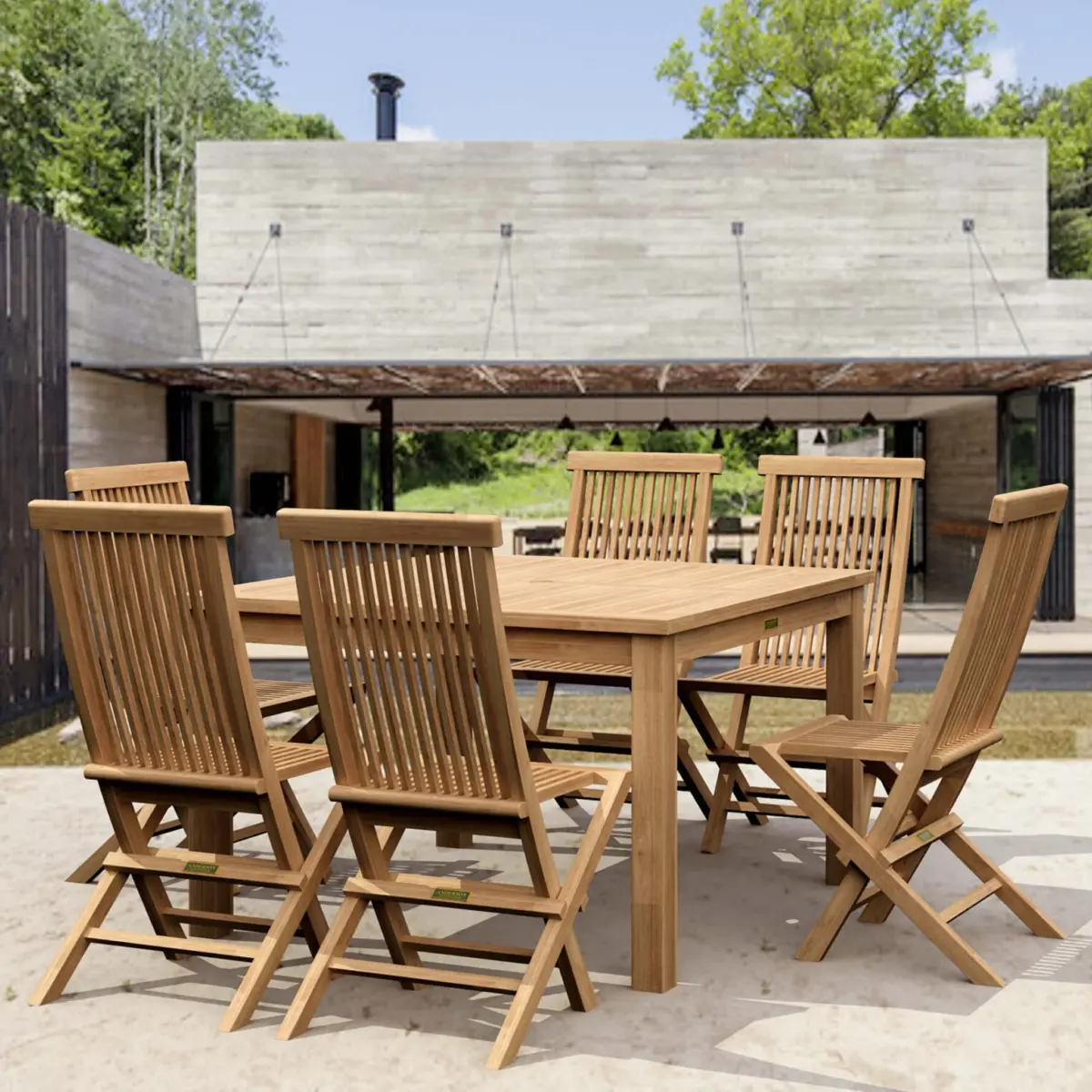 Anderson Teak - Windsor Classic Chair 7-Pieces Folding Dining Set - Image 1
