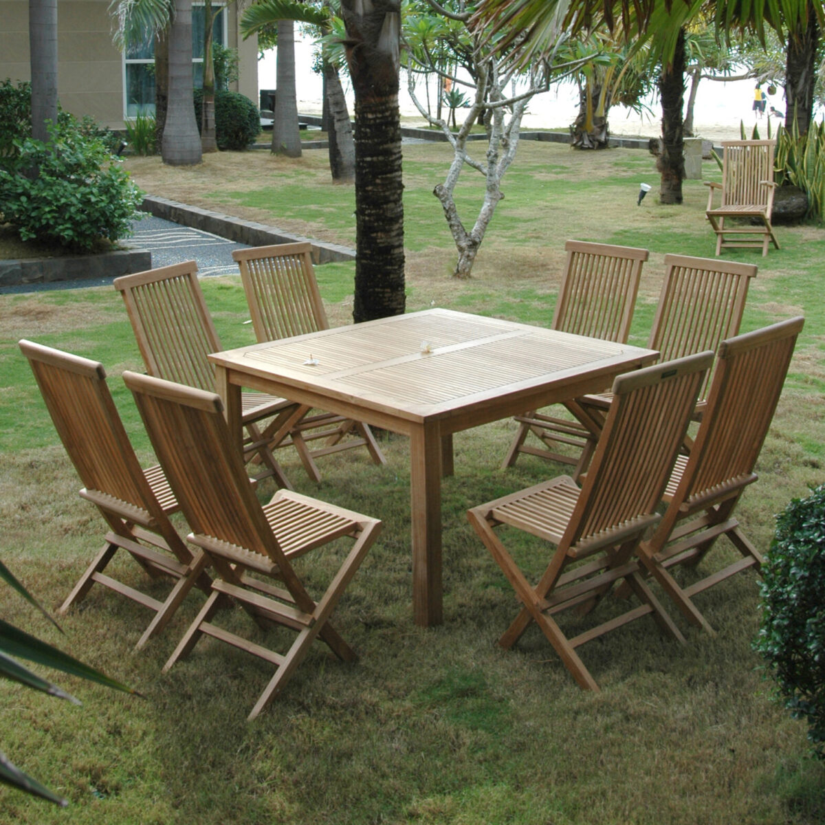 Anderson Teak - Windsor Classic Chair 9-Pieces Folding Dining Set - Image 2