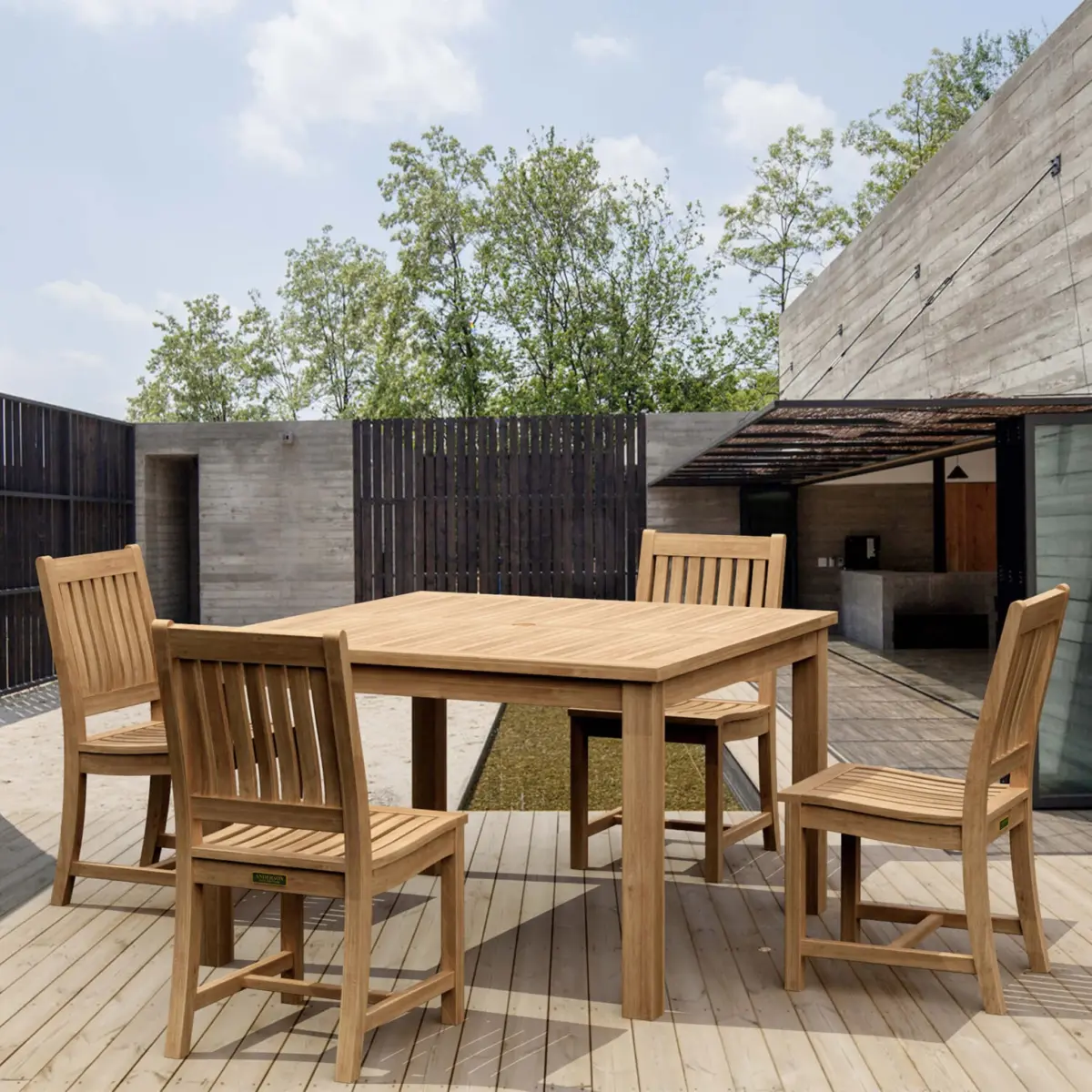 Anderson Teak - Windsor Rialto Side Chair 5-Pieces Dining Table Set - Image 1