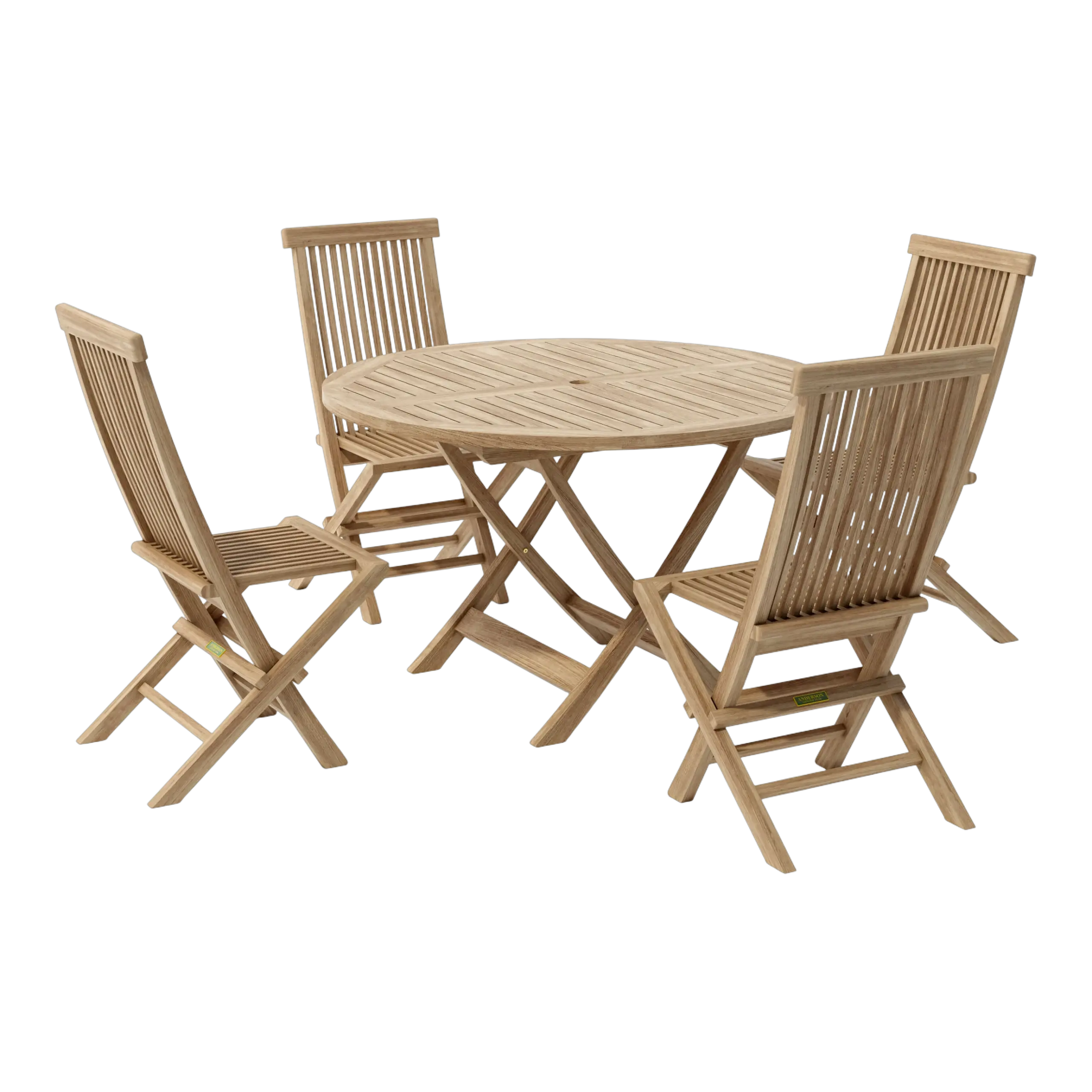 SET-107_white-studio-01 Anderson Teak - Classic Bahama 5-Pieces Folding Dining Set - Image 2