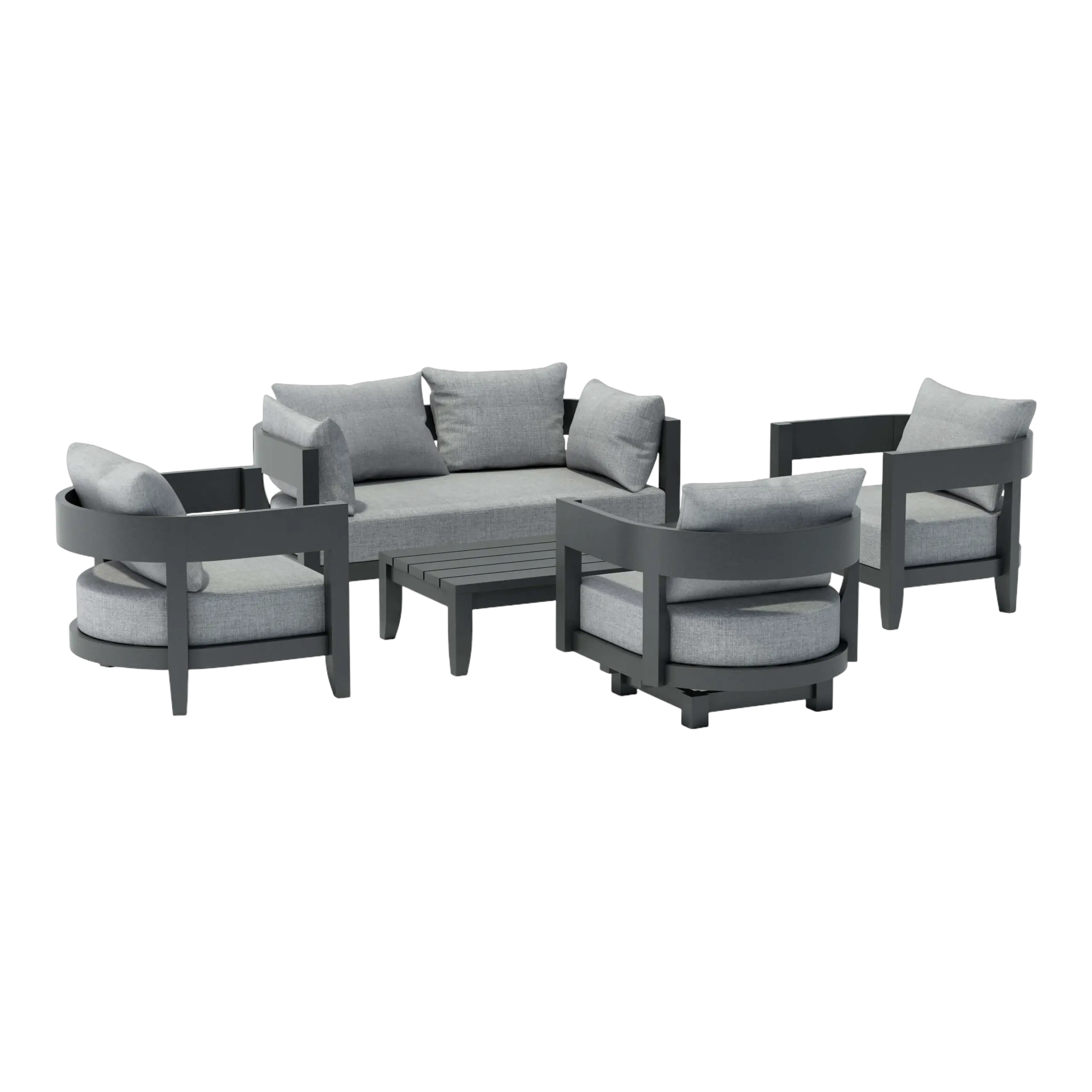 SET-173-AL_white-studio.01 Anderson Teak - SET-173 5-pc Coronado Aluminum Deep Seating Set - Image 2