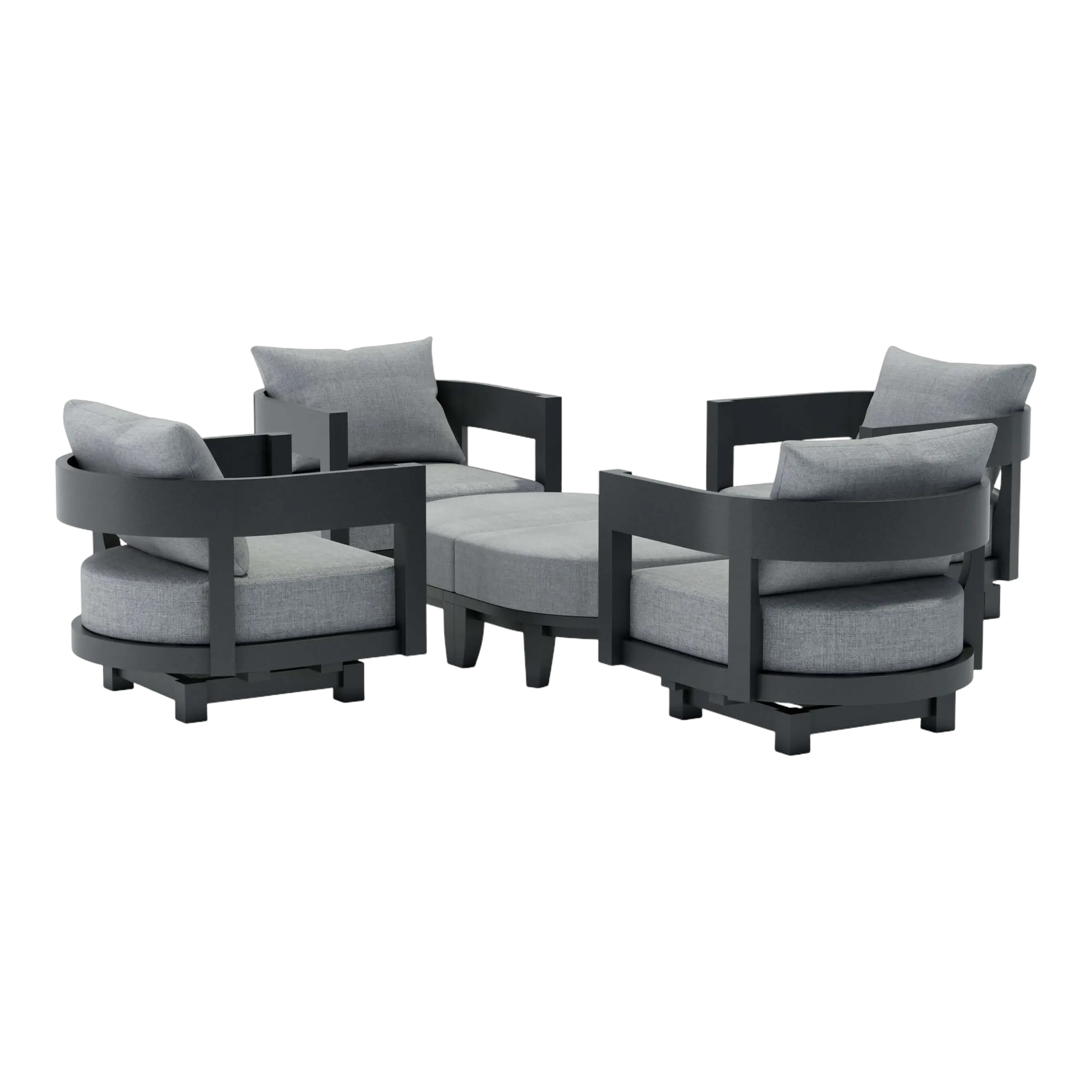 SET-174-AL_white-studio.01 Anderson Teak - SET-174 6-pc Coronado Aluminum Deep Seating Set - Image 2