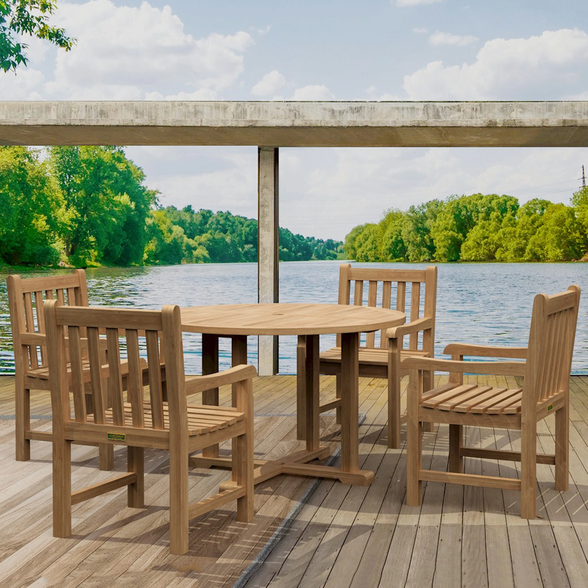 SET-27.PANO_ Anderson Teak - Tosca Classic Armchair 5-Pieces Dining Set - Image 1
