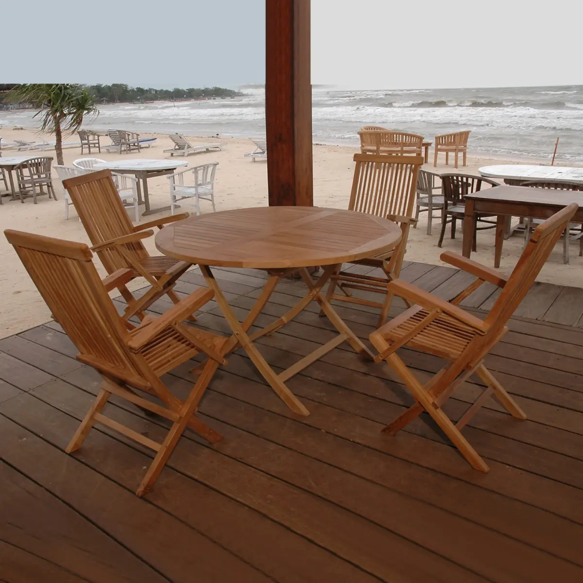 Bahama Classic Folding Armchair 5-Pieces Dining Set - Image 3