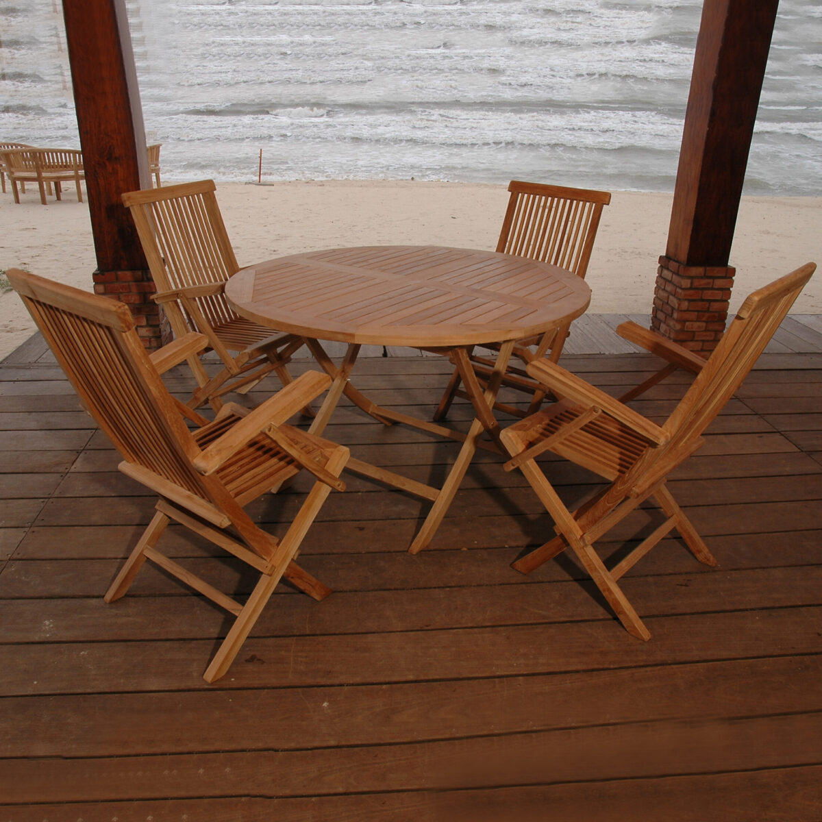 Bahama Classic Folding Armchair 5-Pieces Dining Set - Image 4