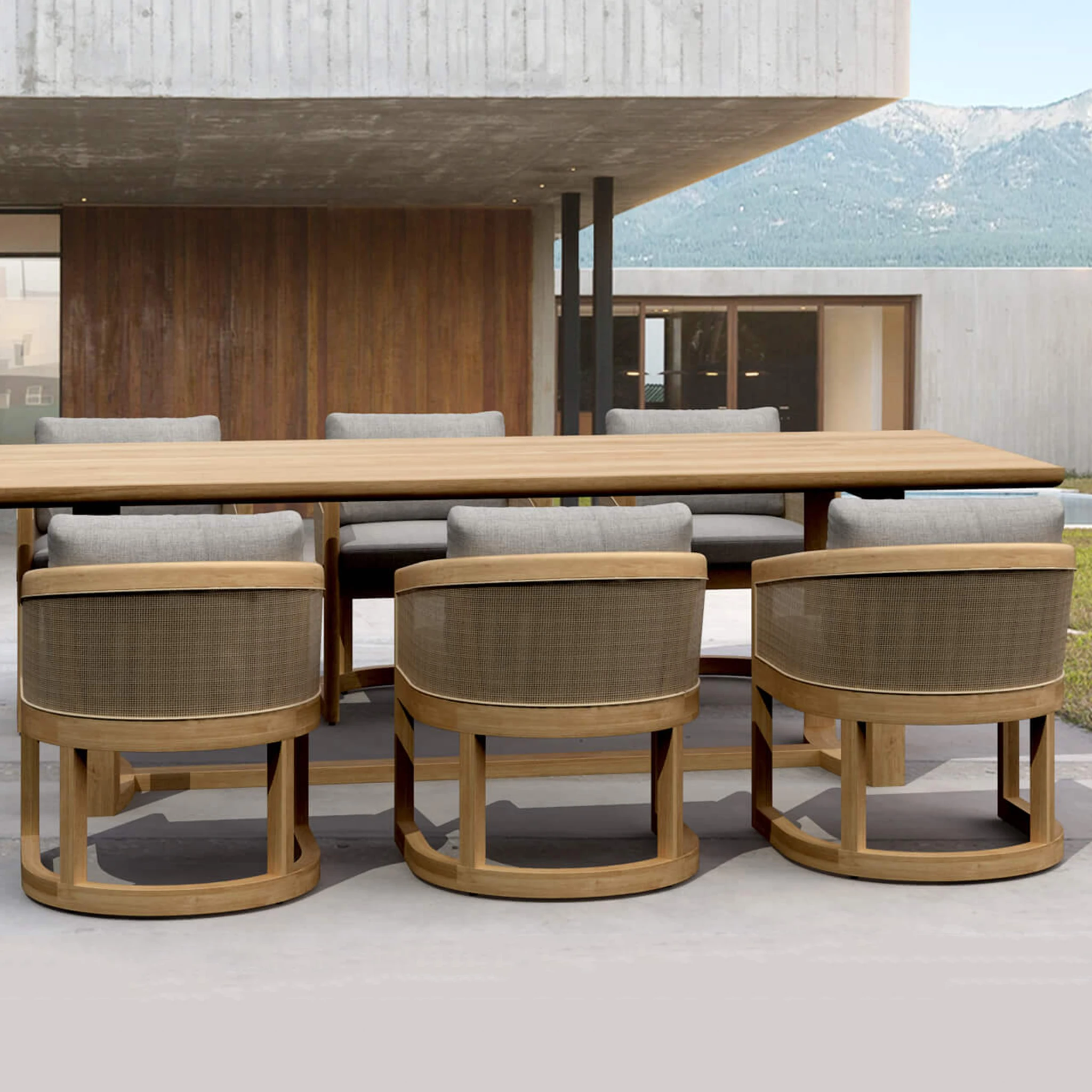 SET-331-Catania_panoramic.01 Anderson Teak - SET-331 7-pc Catania Dining Set - Image 1