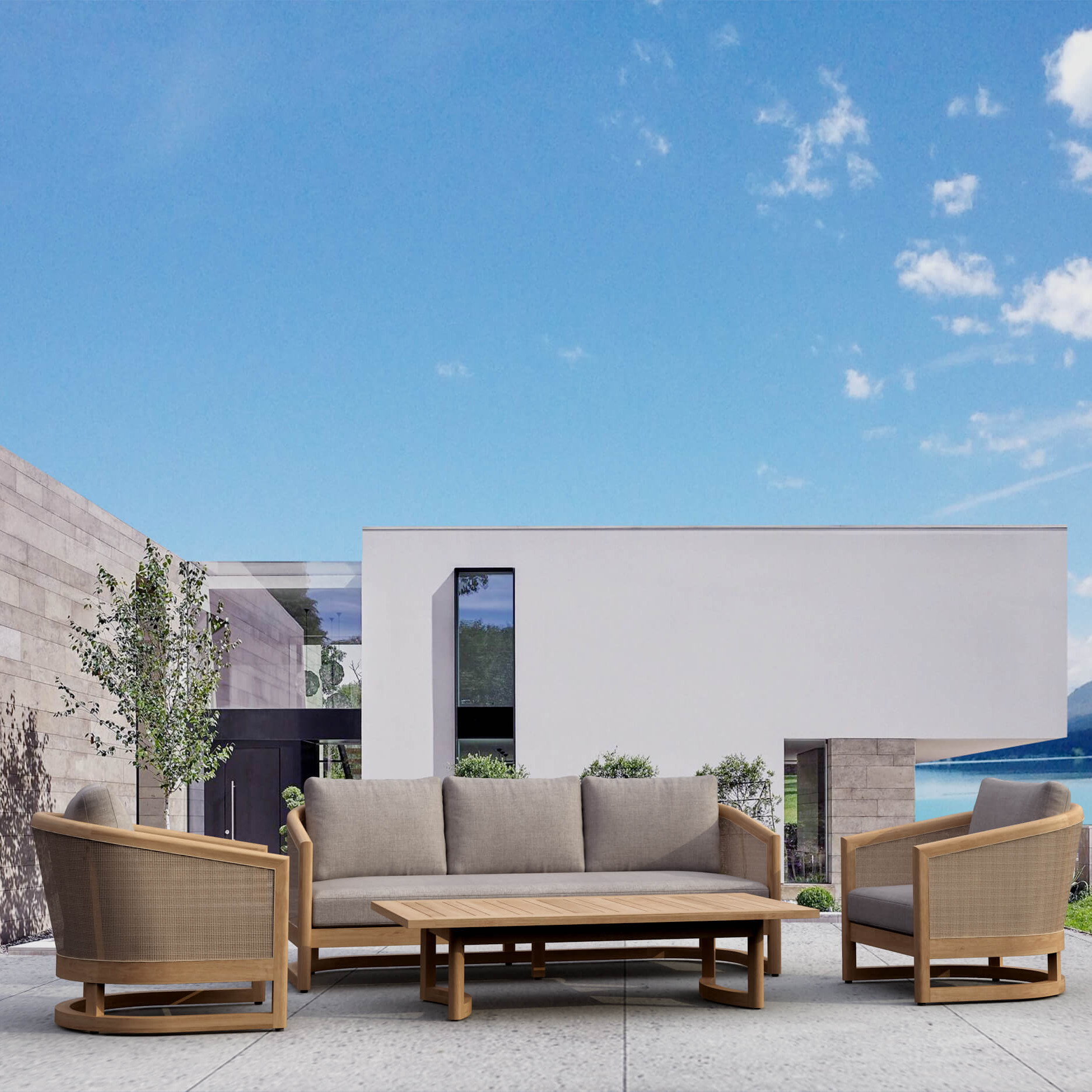 SET-333-Catania_panoramic.01 Anderson Teak - SET-333 4-pc Catania Deep Seating Set - Image 1