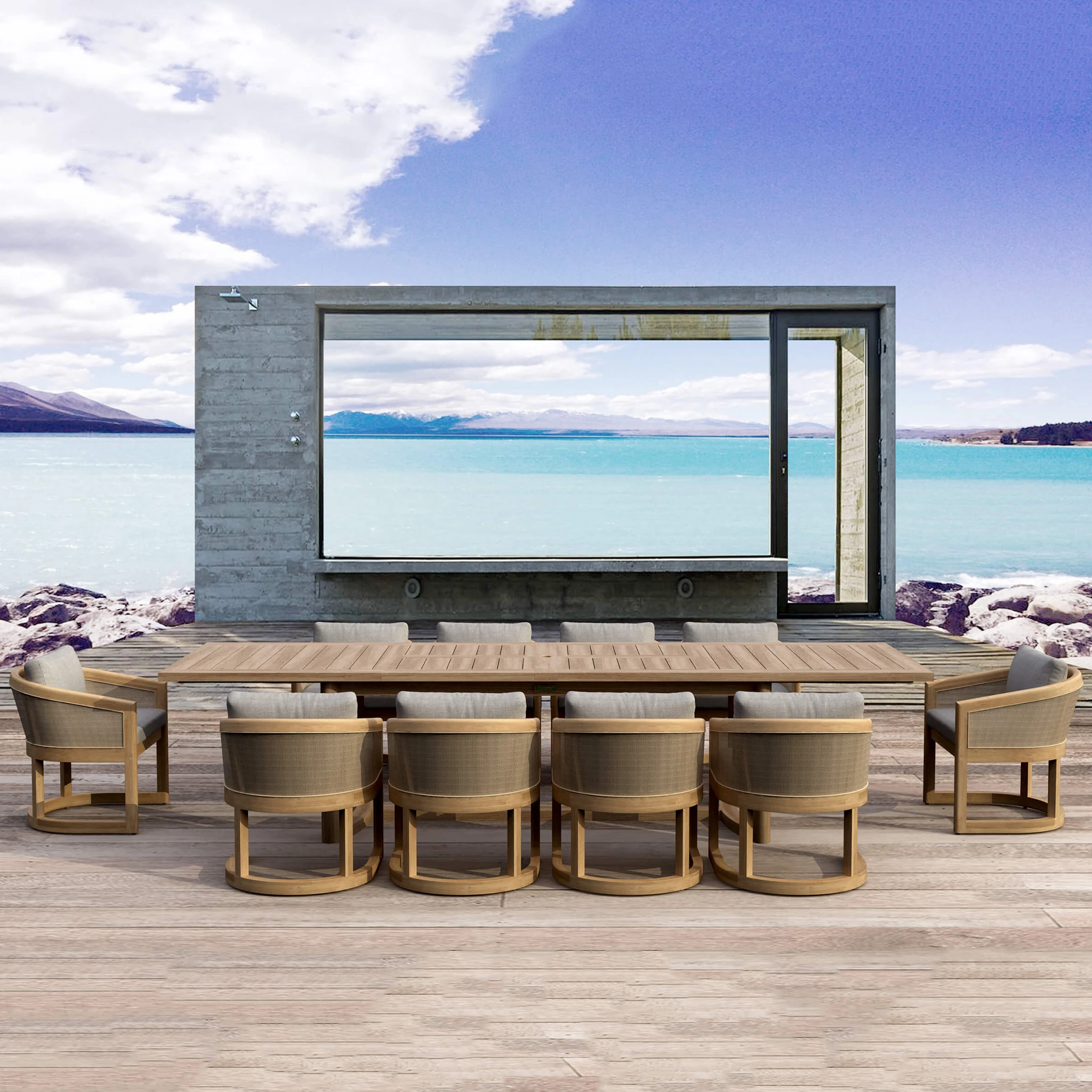 SET-337-Catania_panoramic.01 Anderson Teak - SET-337 11-pc Catania Dining Set - Image 2