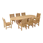 Anderson Teak - Sahara Dining Side Chair 9-Pieces Oval Dining Set - Image 2
