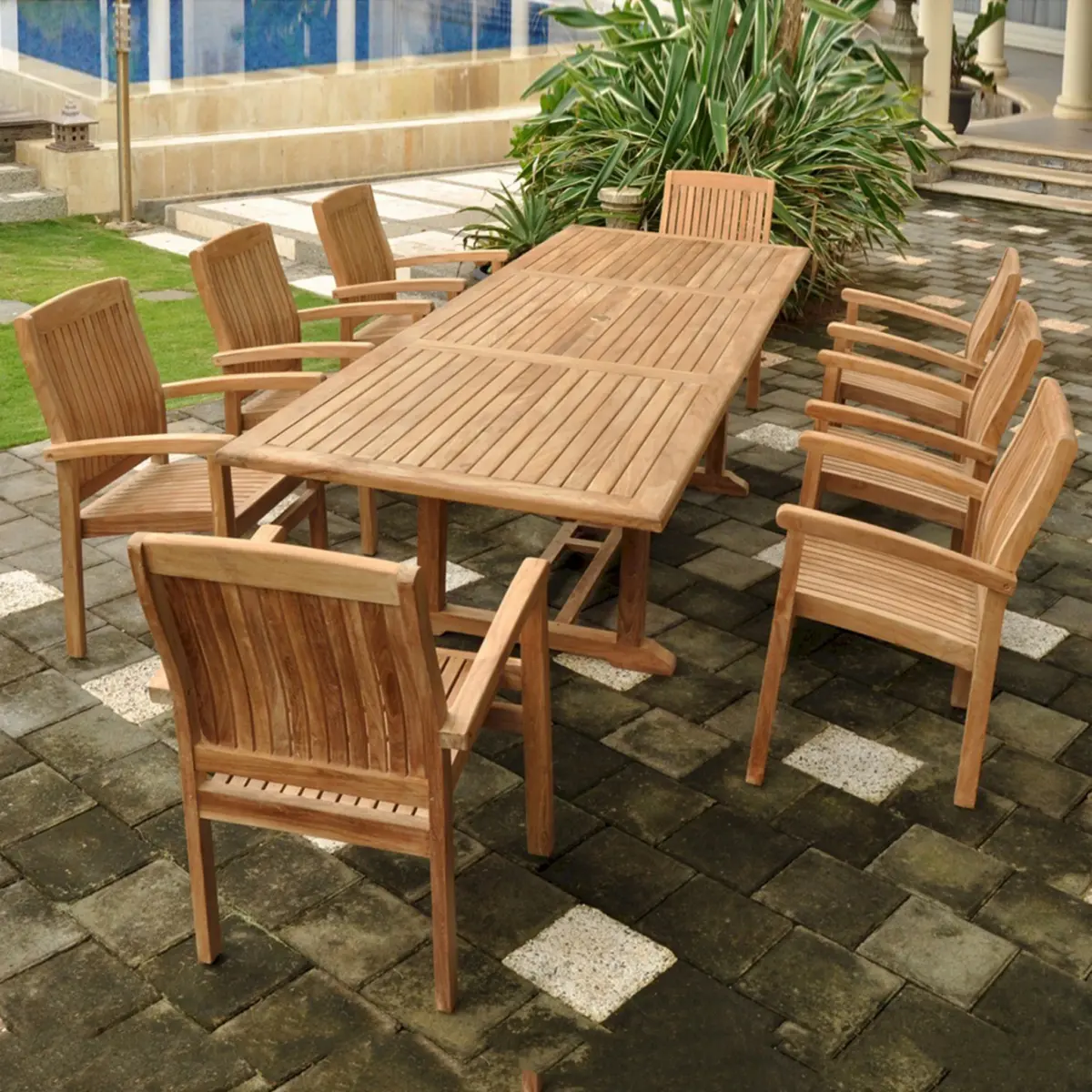 Anderson Teak - Bahama Stackable Sahara 9-Pieces Rectangular Dining Set A - Image 1