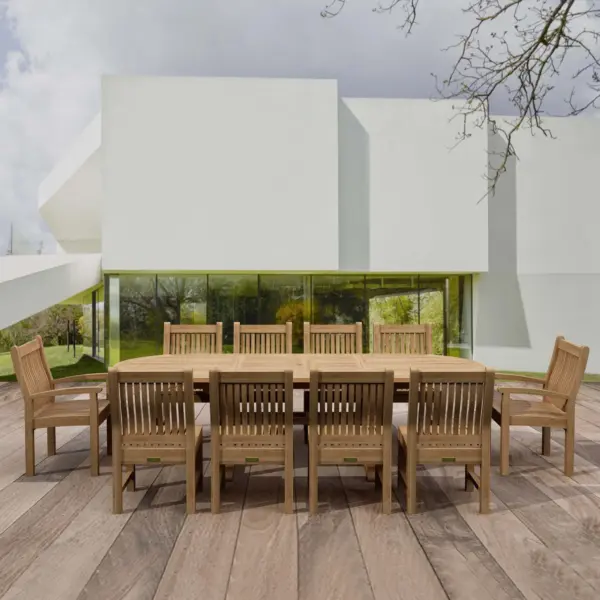 Anderson Teak - Sahara Dining Side Chair 11-Pieces Oval Dining Set
