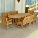Anderson Teak - Sahara Dining Side Chair 11-Pieces Oval Dining Set - Image 3