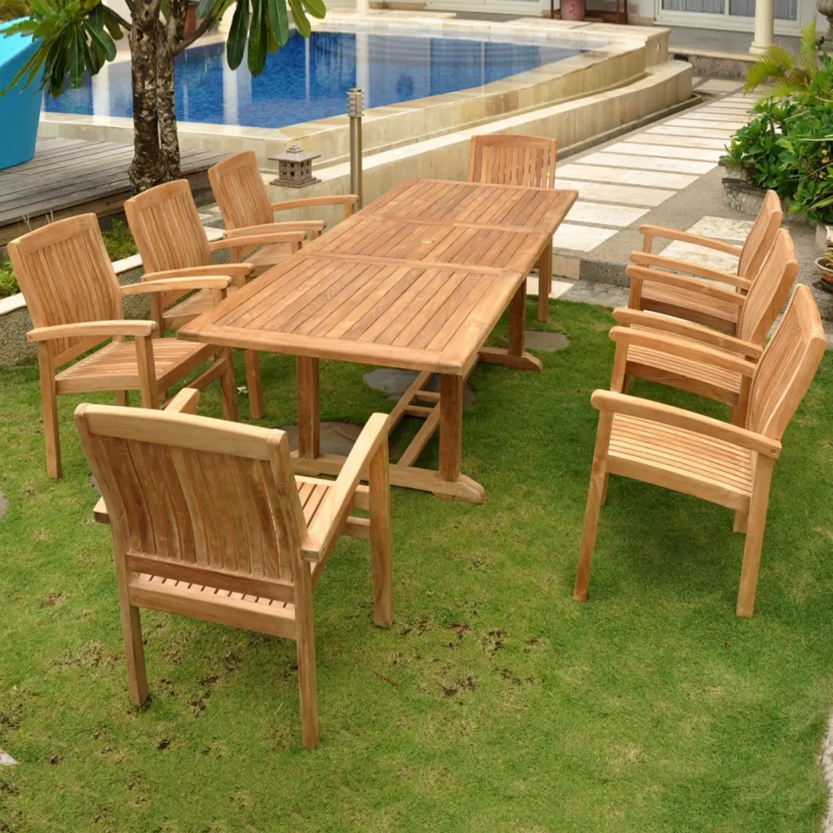 Anderson Teak - Bahama Stackable Sahara 9-Pieces Rectangular Dining Set B - Image 1