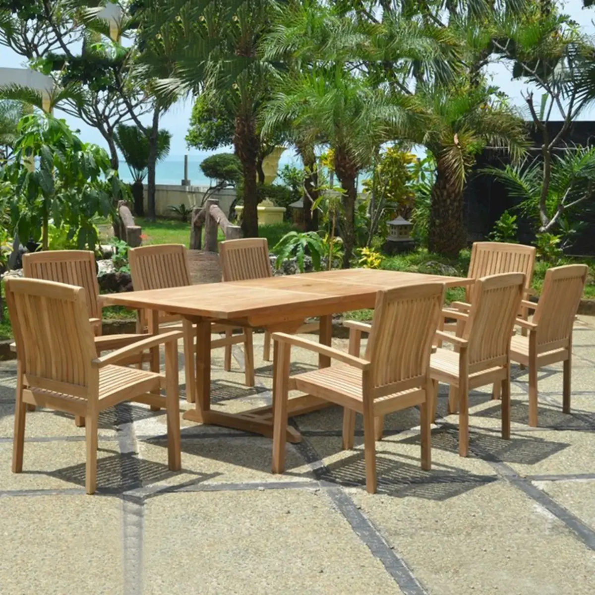 Anderson Teak - Bahama Stackable Sahara 9-Pieces Rectangular Dining Set B - Image 2