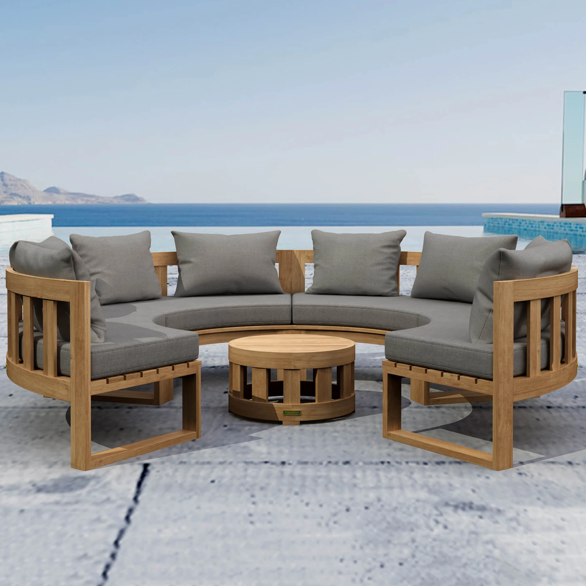 SET-810.Panoramic Anderson Teak - SET-810 Circular Modular Deep Seating Set - Image 1