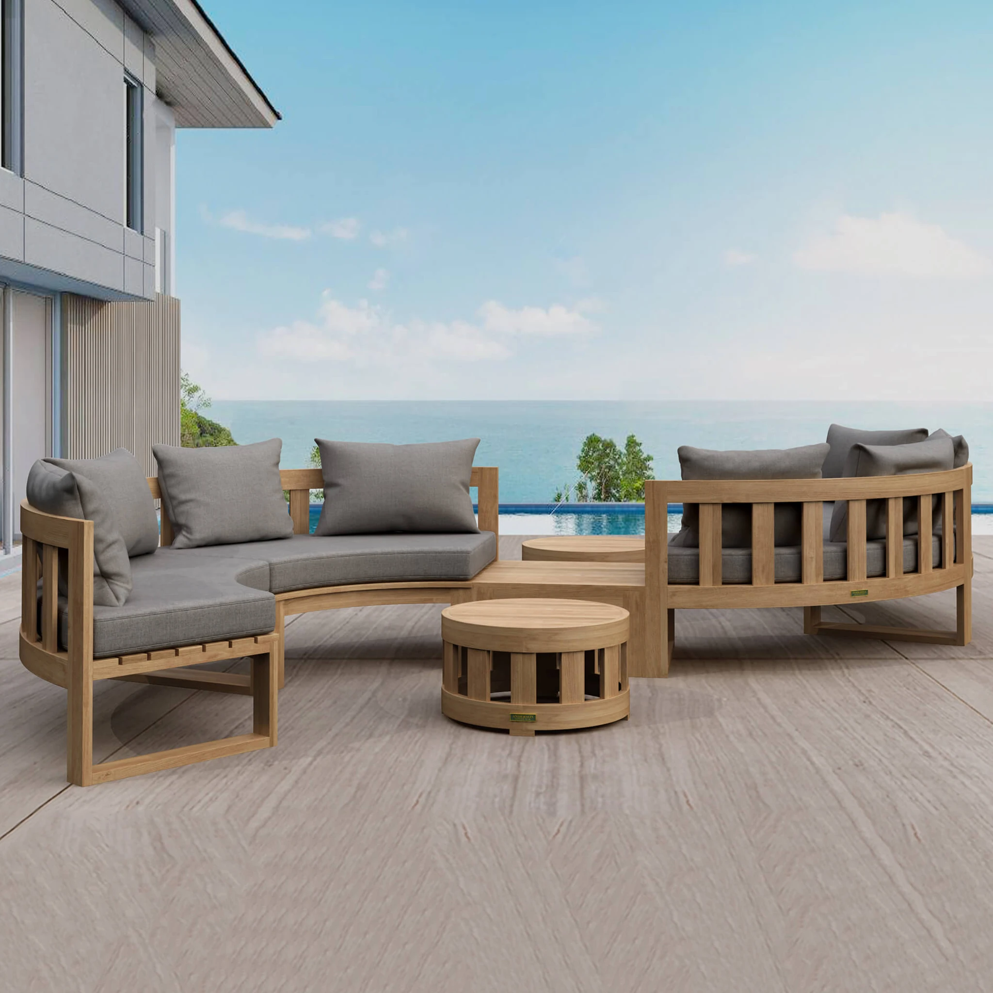 SET-813.Panoramic Anderson Teak - SET-813 Circular Modular Deep Seating Set - Image 1
