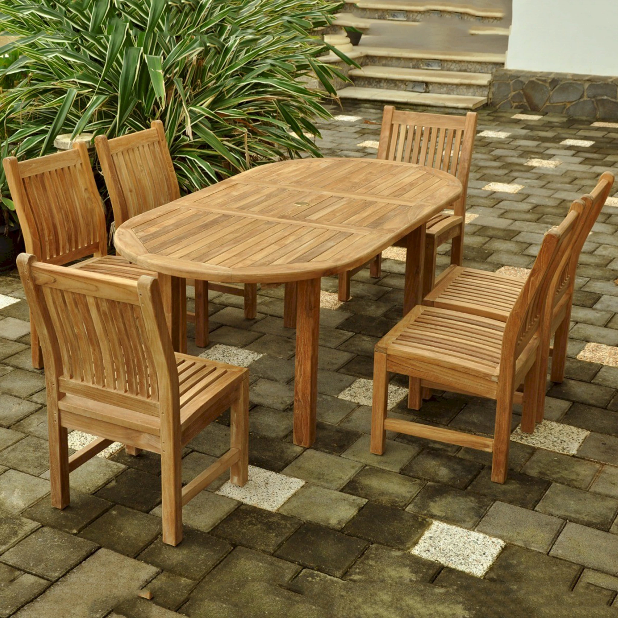 SET-82.1 Anderson Teak - Bahama Sahara 7-Pieces 8' Rectangular Dining Set - Image 3