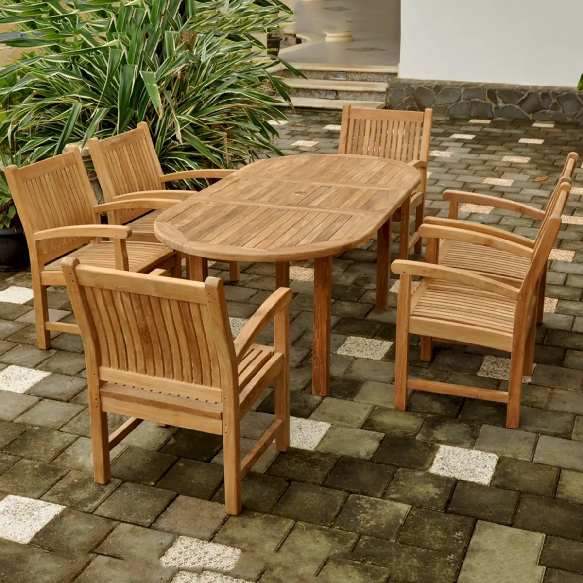 Anderson Teak - Bahama Sahara 7-Pieces 78" Oval Dining Set - Image 1