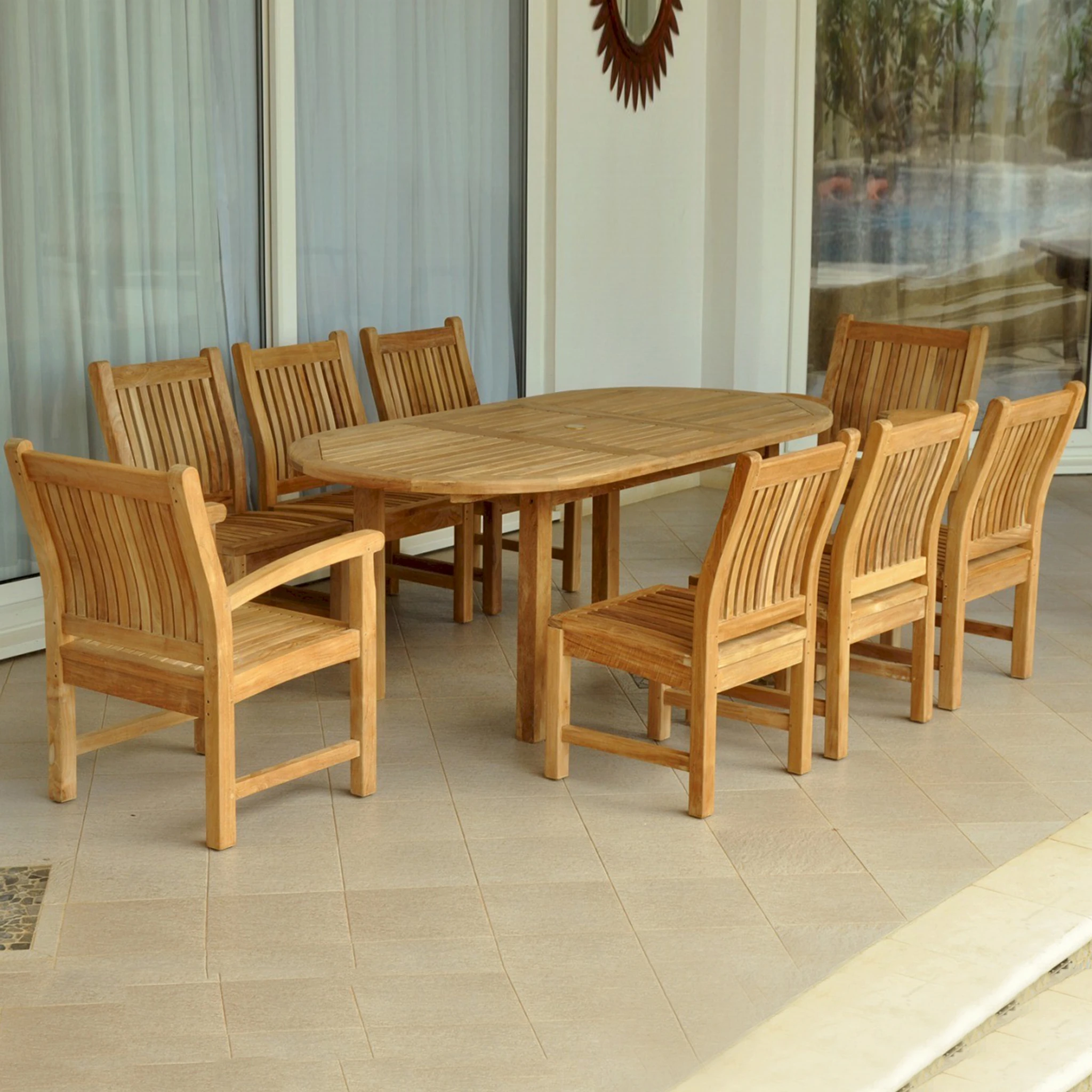 SET-84.1 Anderson Teak - Bahama Sahara 9-Pieces 78" Oval Dining Set - Image 3