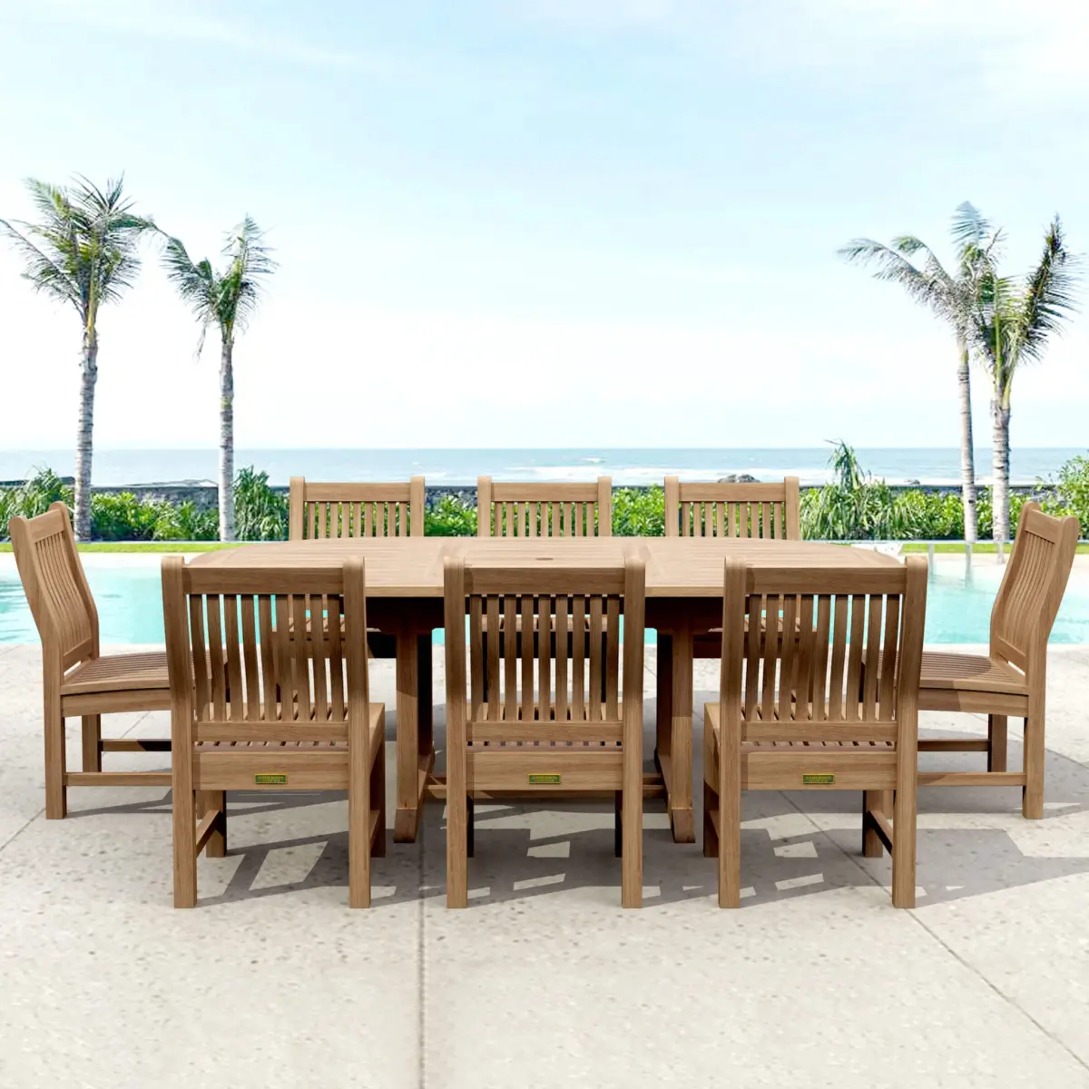 Anderson Teak - Bahama Sahara 9-Pieces 87" Oval Dining Set - Image 1