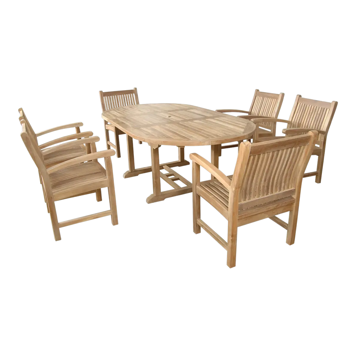 Anderson Teak - Bahama Sahara Armchair 7-Pieces 87" Oval Dining Set - Image 4