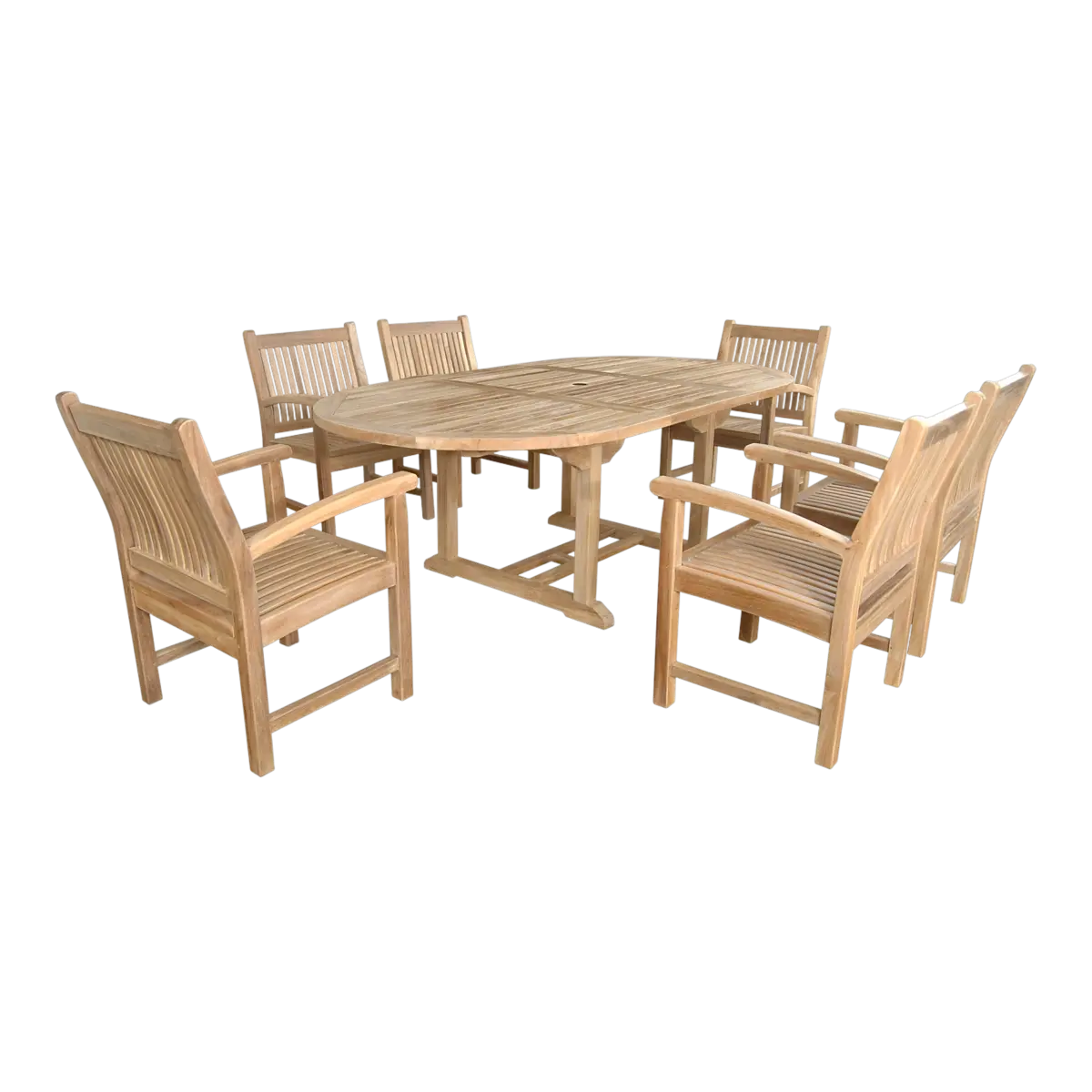 Anderson Teak - Bahama Sahara Armchair 7-Pieces 87" Oval Dining Set - Image 3
