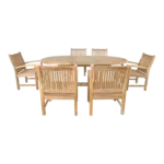 Anderson Teak - Bahama Sahara Armchair 7-Pieces 87" Oval Dining Set - Image 5