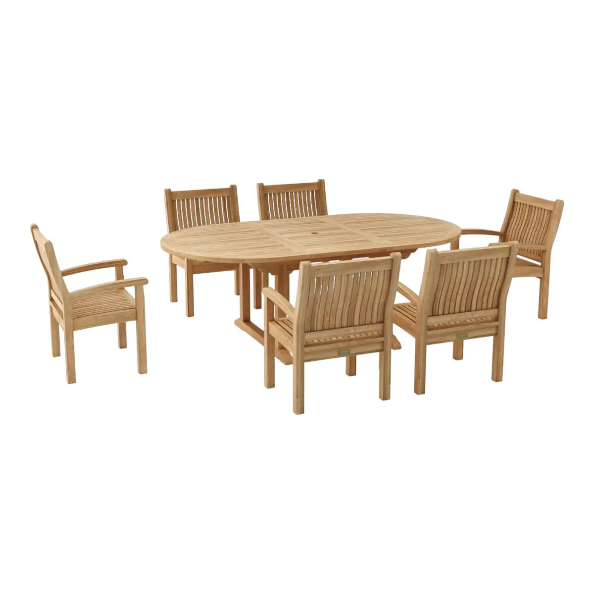 Anderson Teak - Bahama Sahara Armchair 7-Pieces 87" Oval Dining Set - Image 2