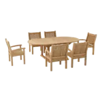 Anderson Teak - Bahama Sahara Armchair 7-Pieces 87" Oval Dining Set - Image 2