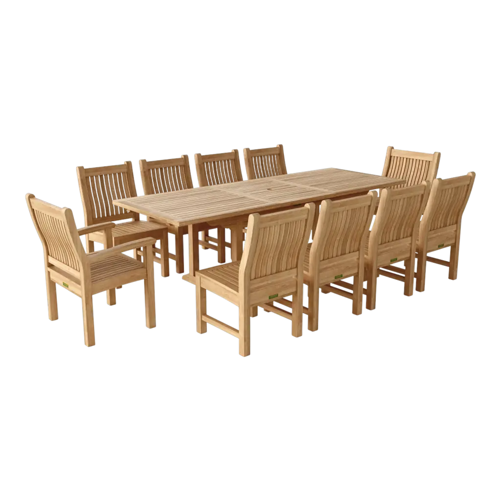 Teak wood grain detail — mortise-and-tenon joinery