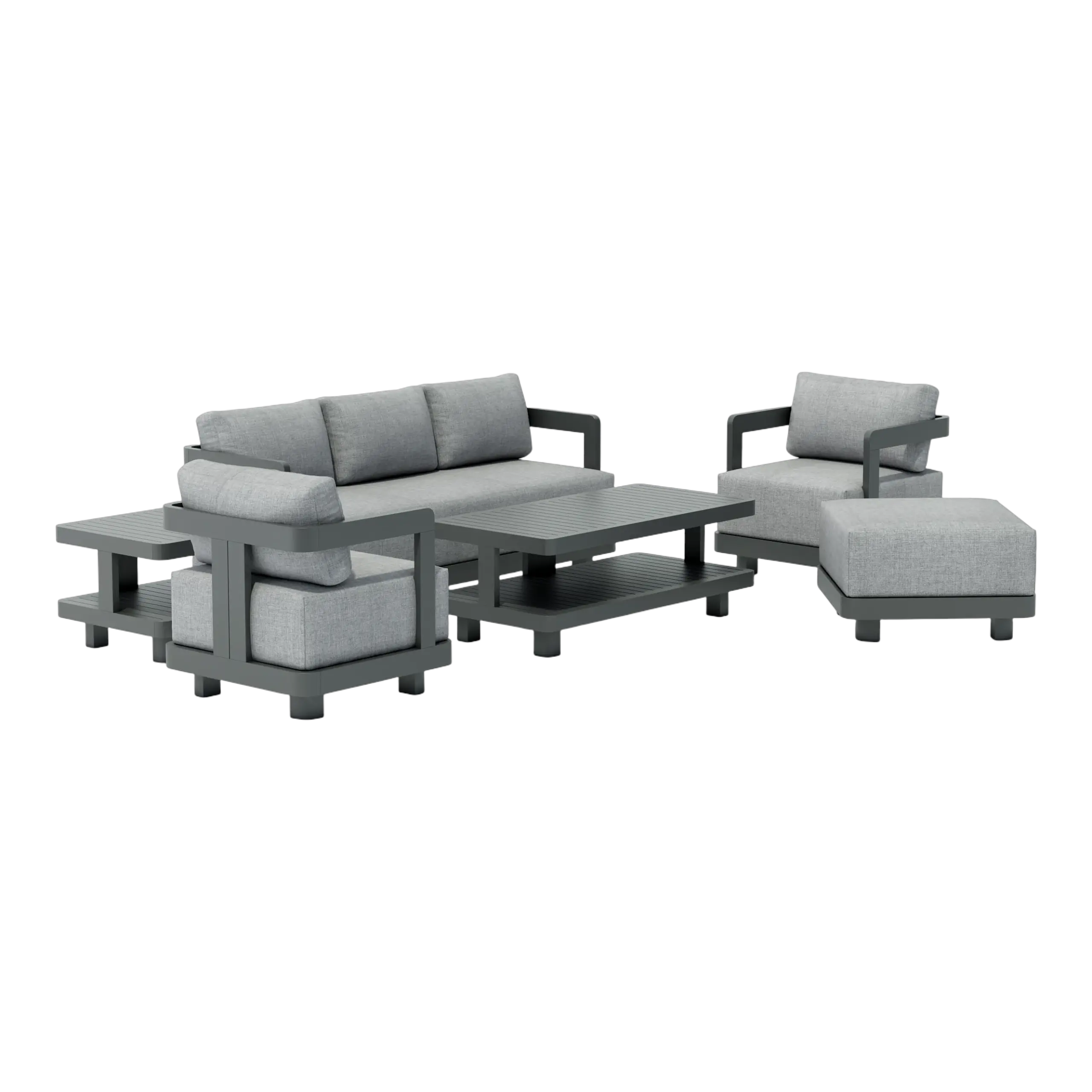 SET-901-AL_white-studio_cam01 Anderson Teak - SET-901-AL 6-pc Granada Aluminum Deep Seating - Image 3