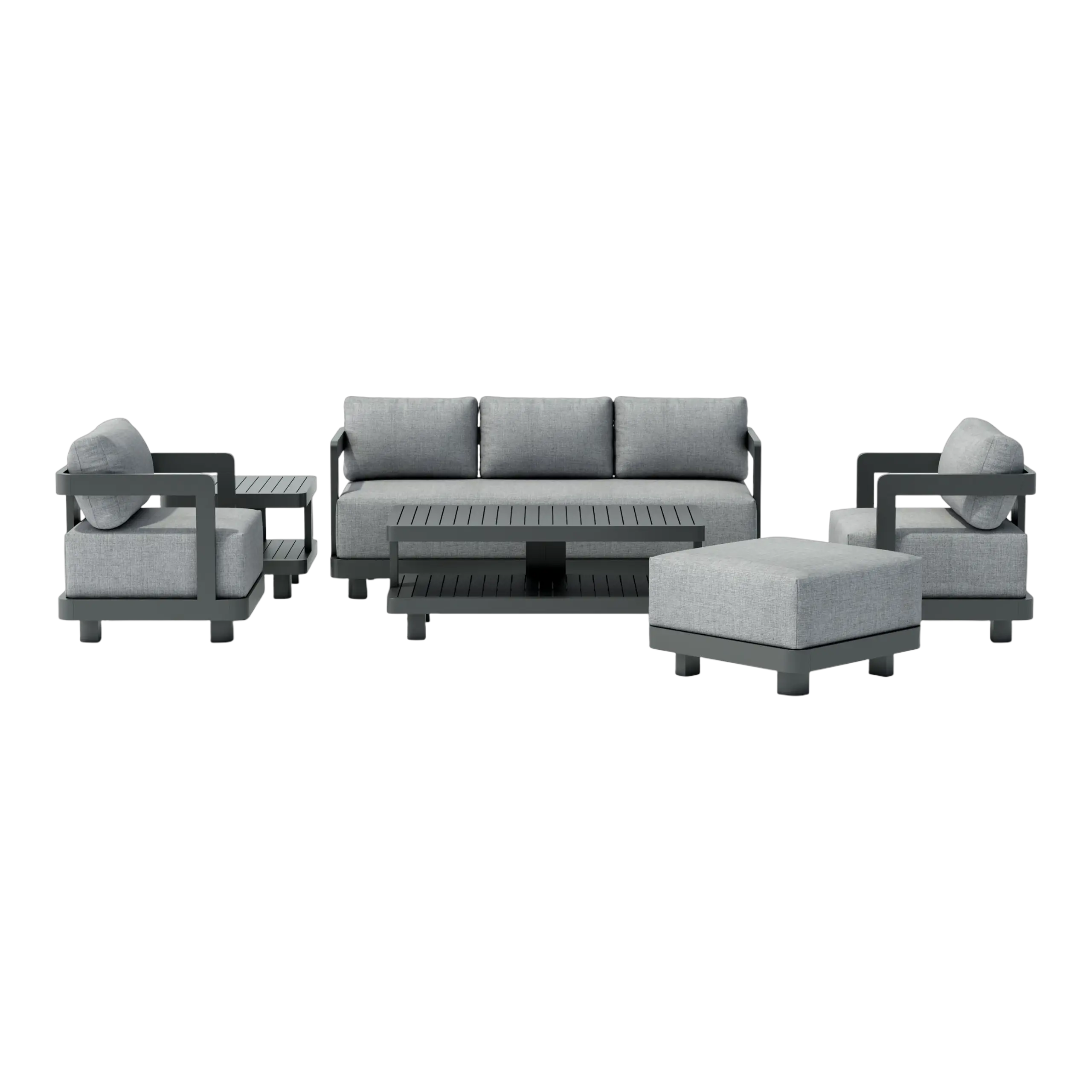 SET-901-AL_white-studio_cam02 Anderson Teak - SET-901-AL 6-pc Granada Aluminum Deep Seating - Image 2