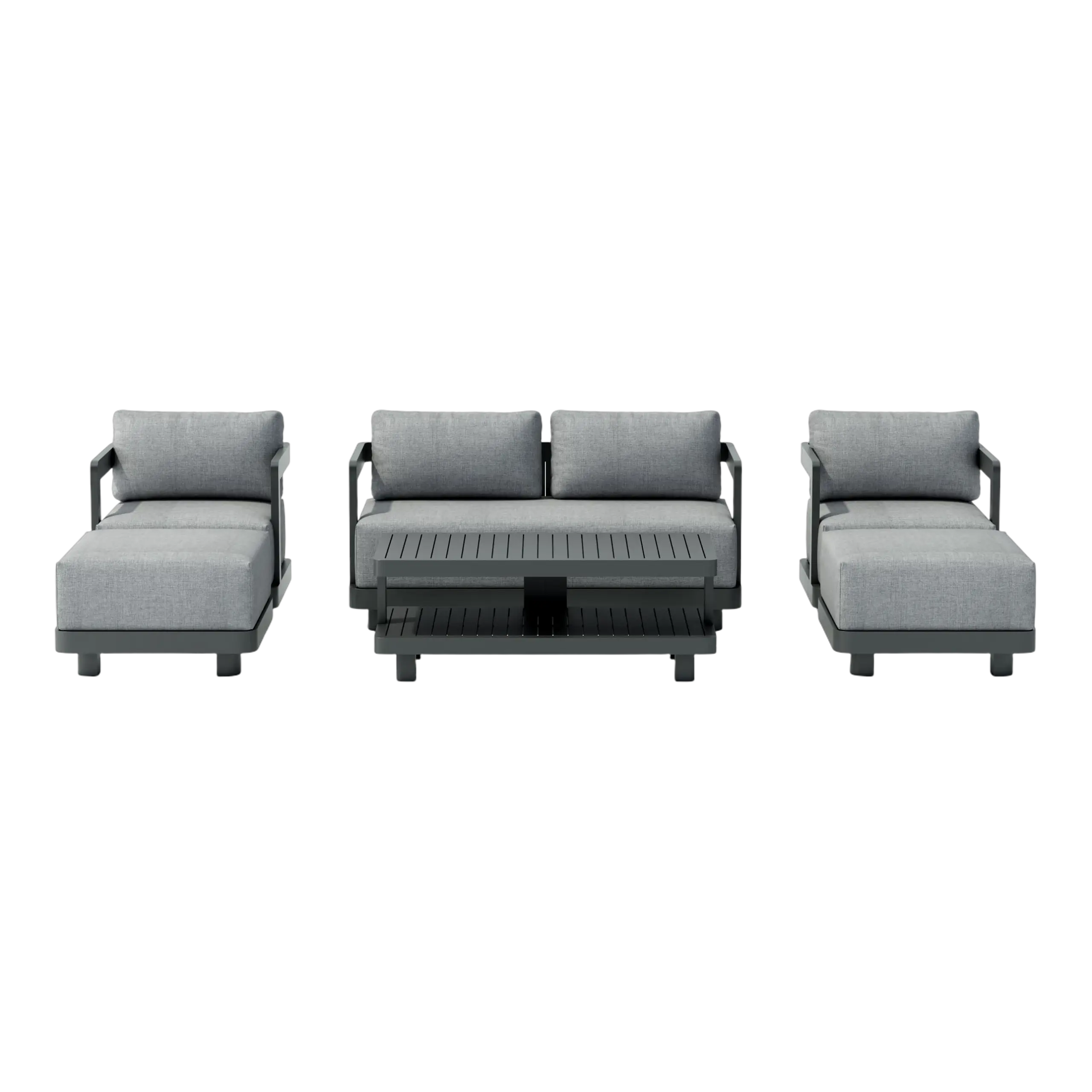 SET-902-AL_white-studio_cam02 Anderson Teak - SET-902-AL 6-pc Granada Aluminum Deep Seating - Image 2