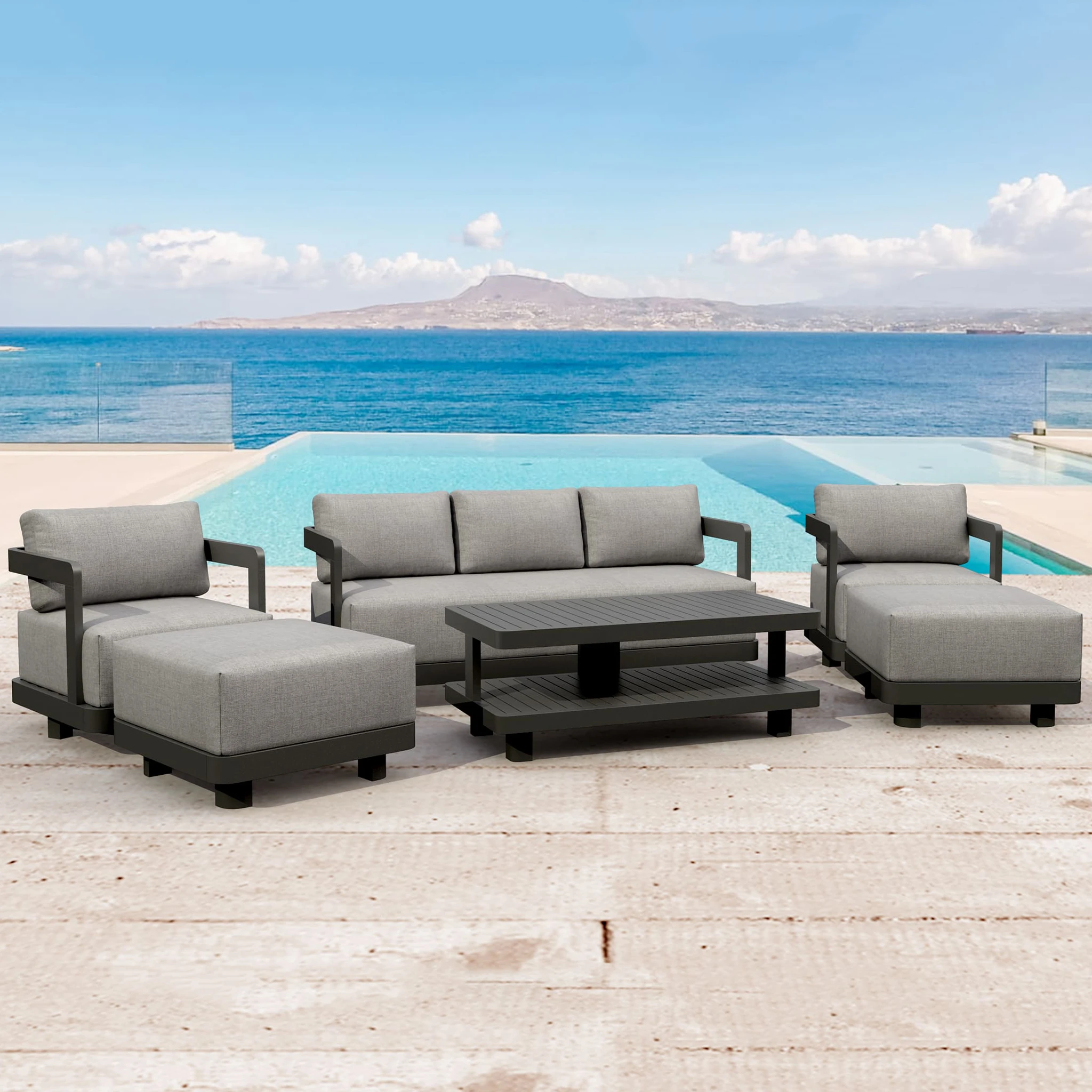 SET-903-AL_panoramic_cam01 Anderson Teak - SET-903-AL 6-pc Granada Aluminum Deep Seating - Image 1