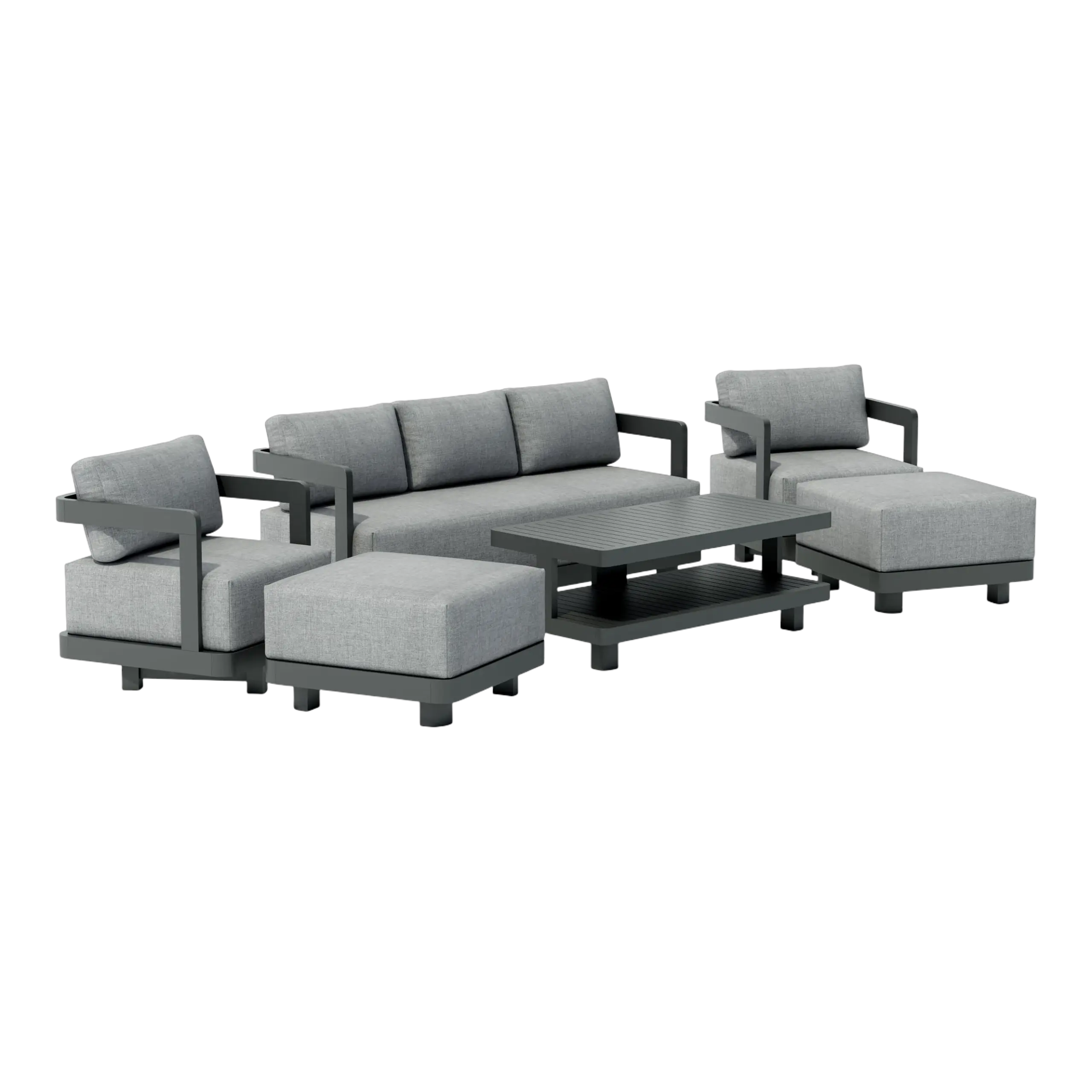 SET-903-AL_white-studio_cam01 Anderson Teak - SET-903-AL 6-pc Granada Aluminum Deep Seating - Image 3