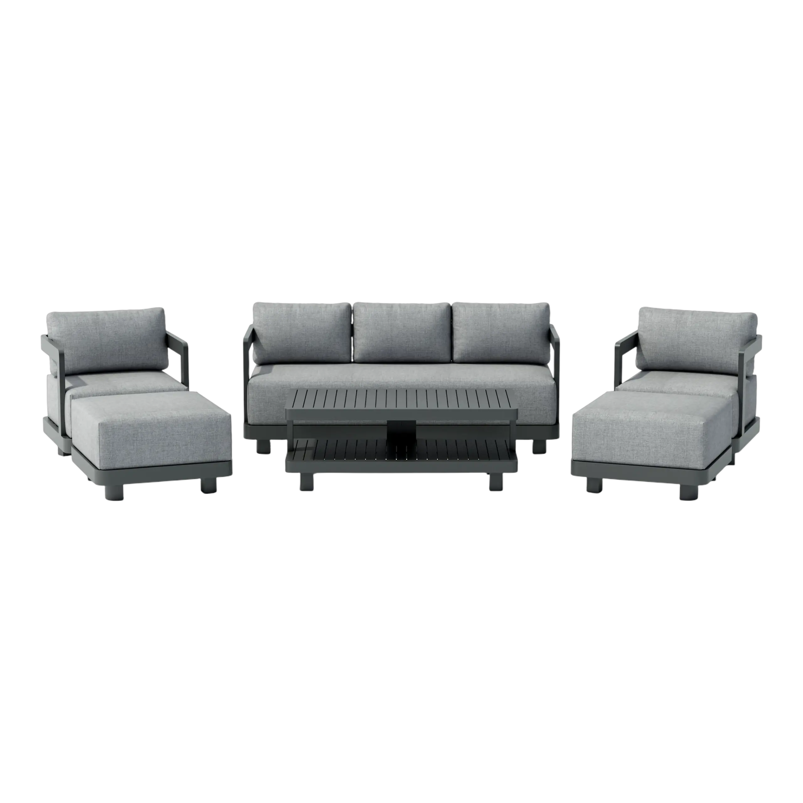 SET-903-AL_white-studio_cam02 Anderson Teak - SET-903-AL 6-pc Granada Aluminum Deep Seating - Image 2
