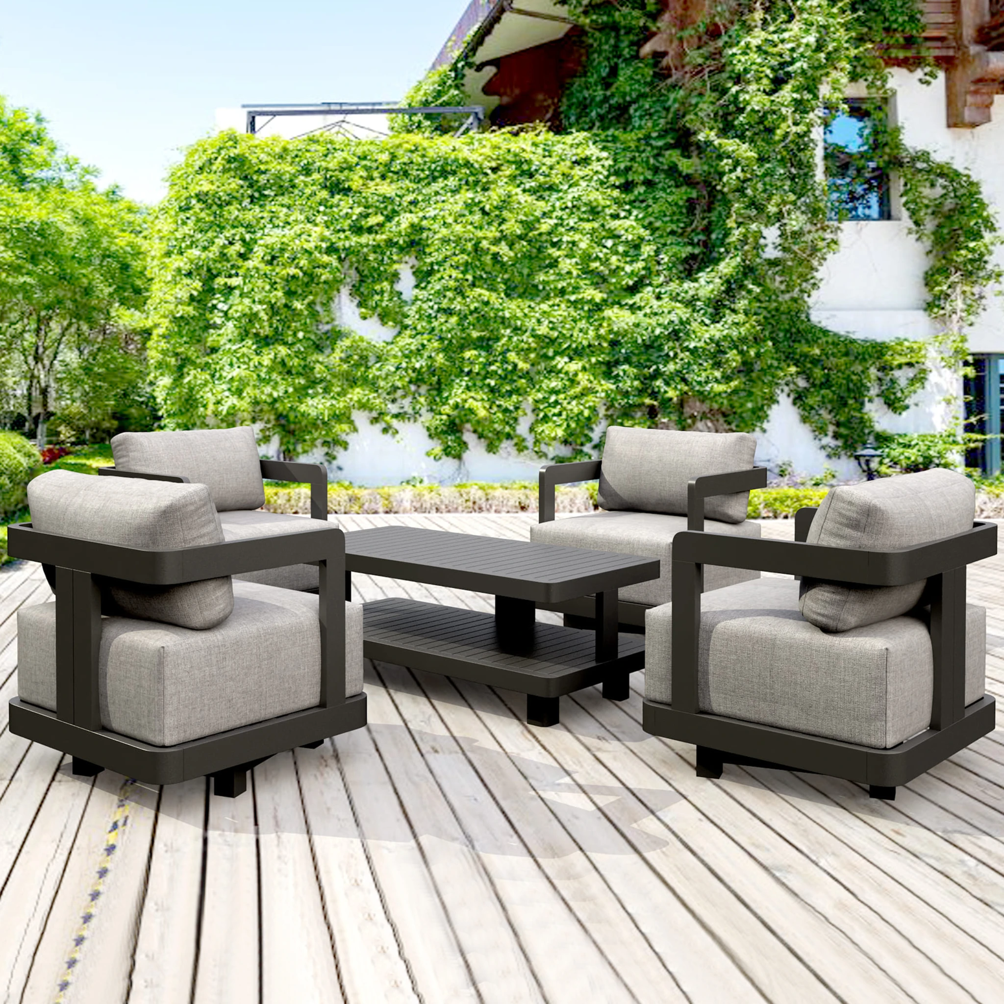 SET-904-AL_panoramic_cam01 Anderson Teak - SET-904-AL 5-pc Granada Aluminum Deep Seating - Image 1