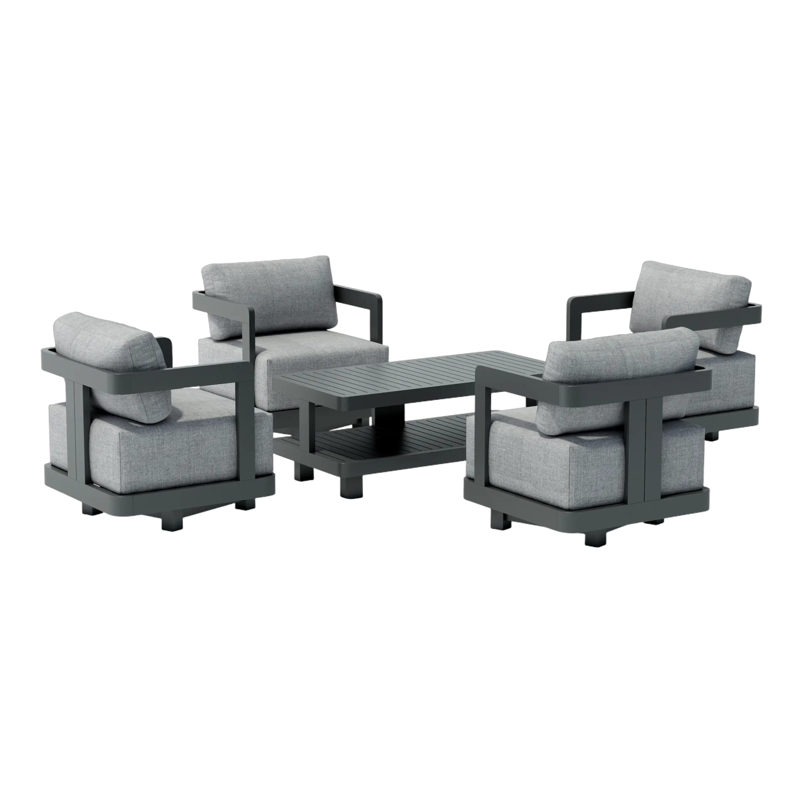 SET-904-AL_white-studio_cam01 Anderson Teak - SET-904-AL 5-pc Granada Aluminum Deep Seating - Image 3