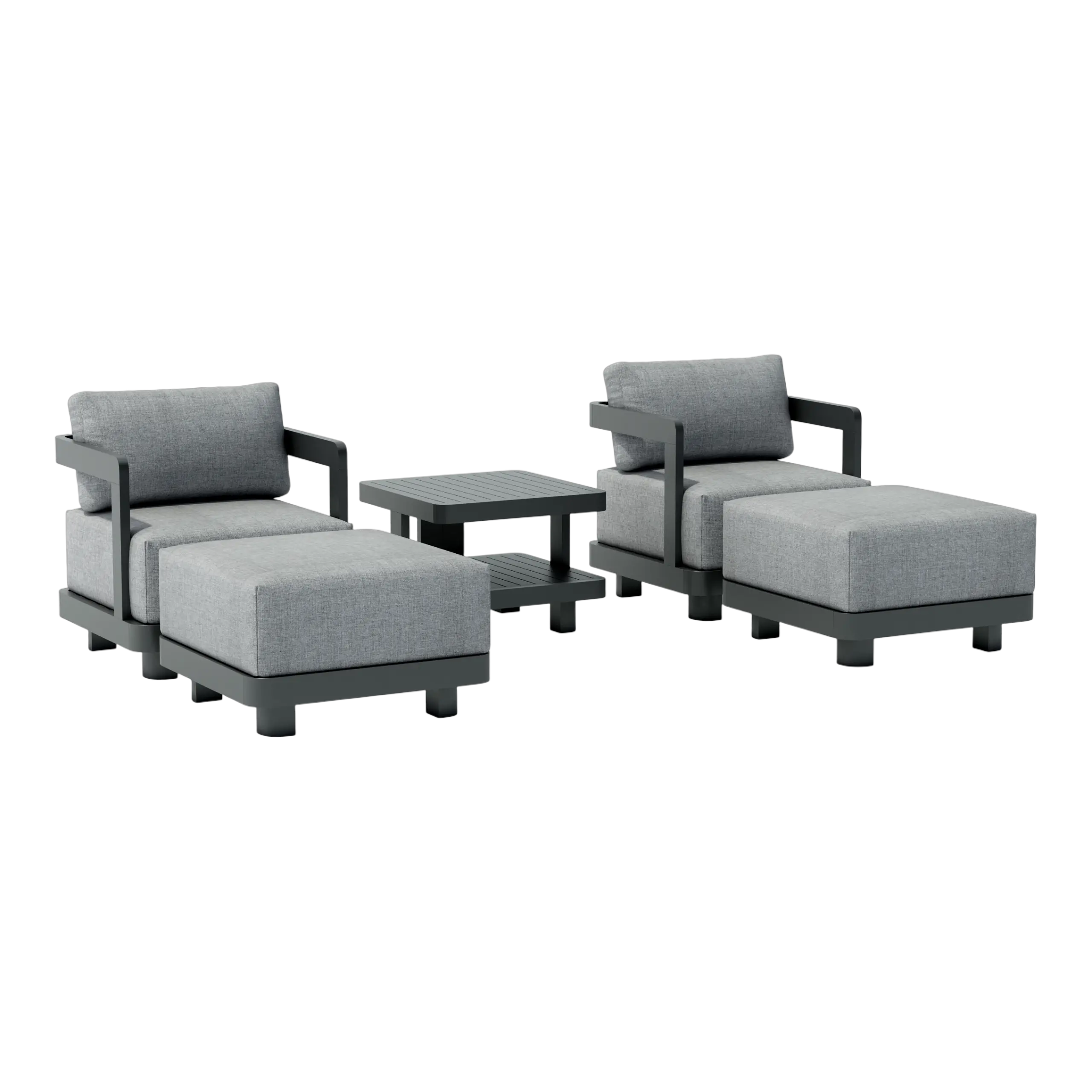 SET-905-AL_white-studio_cam01 Anderson Teak - SET-905-AL 5-pc Granada Aluminum Deep Seating - Image 2