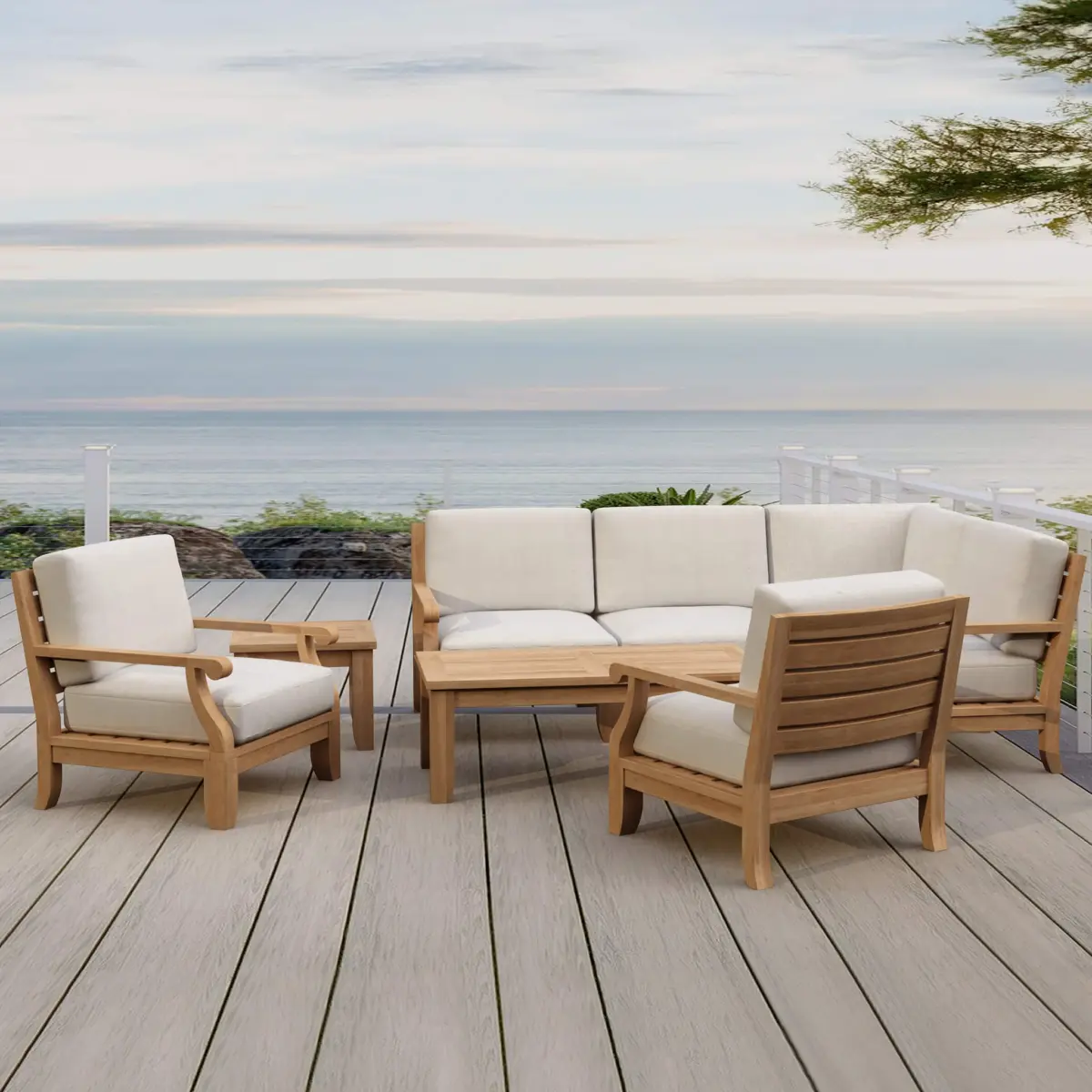 Anderson Teak - Riviera Luxe 7-Pieces Modular Set With Rectangular Table A - Image 1