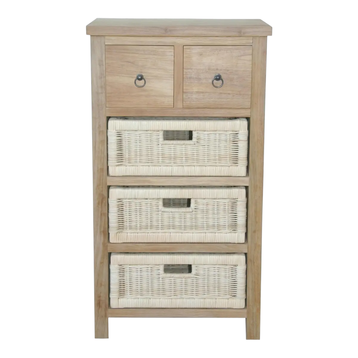 Safari Occasional Table with Drawer & Rattan Baskets