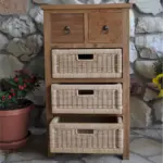 Anderson Teak - Safari Occasional Table w/ Drawer & Rattan Baskets - Image 5