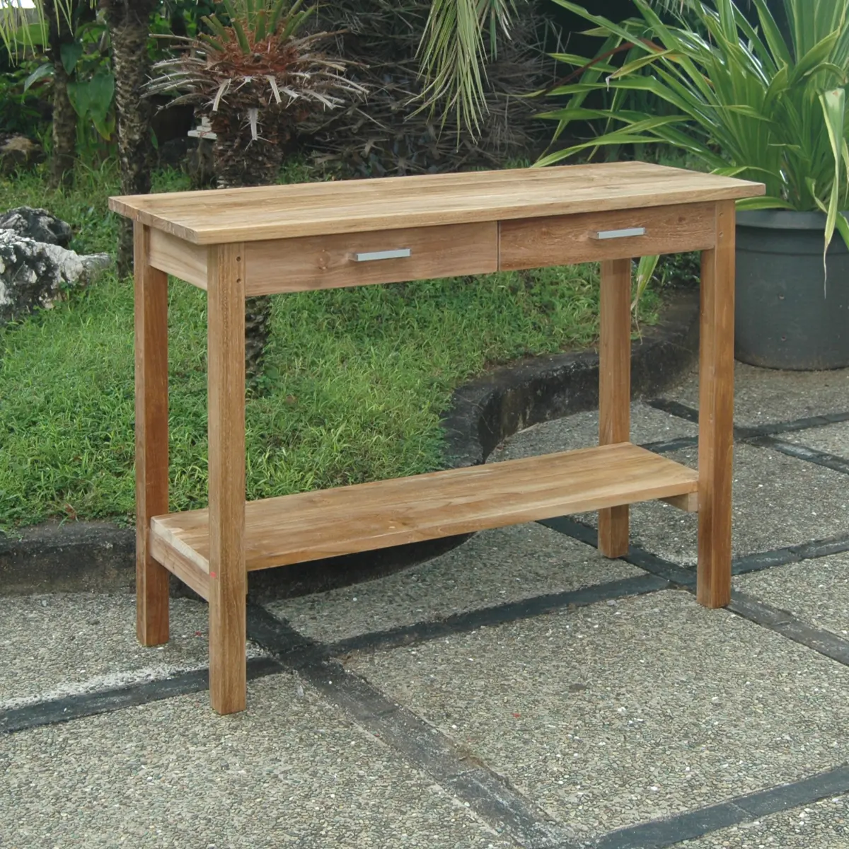 Anderson Teak - Atlanta Rectangular Serving Table w/ 2 Drawers and 1 Shelf - Image 1